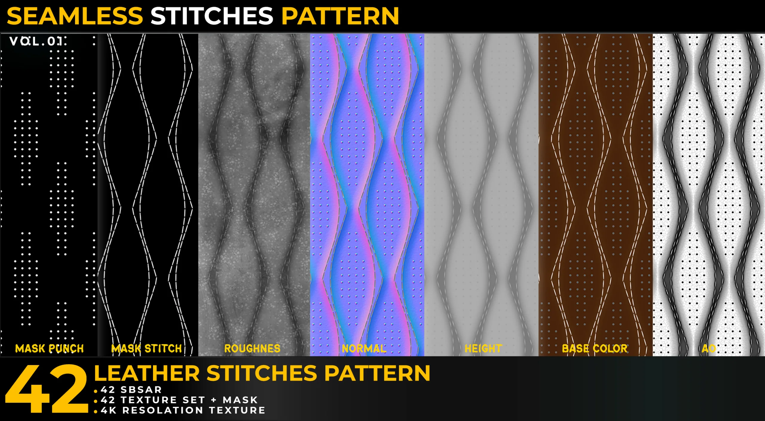 42 Leather Stitches Pattern Vol.01