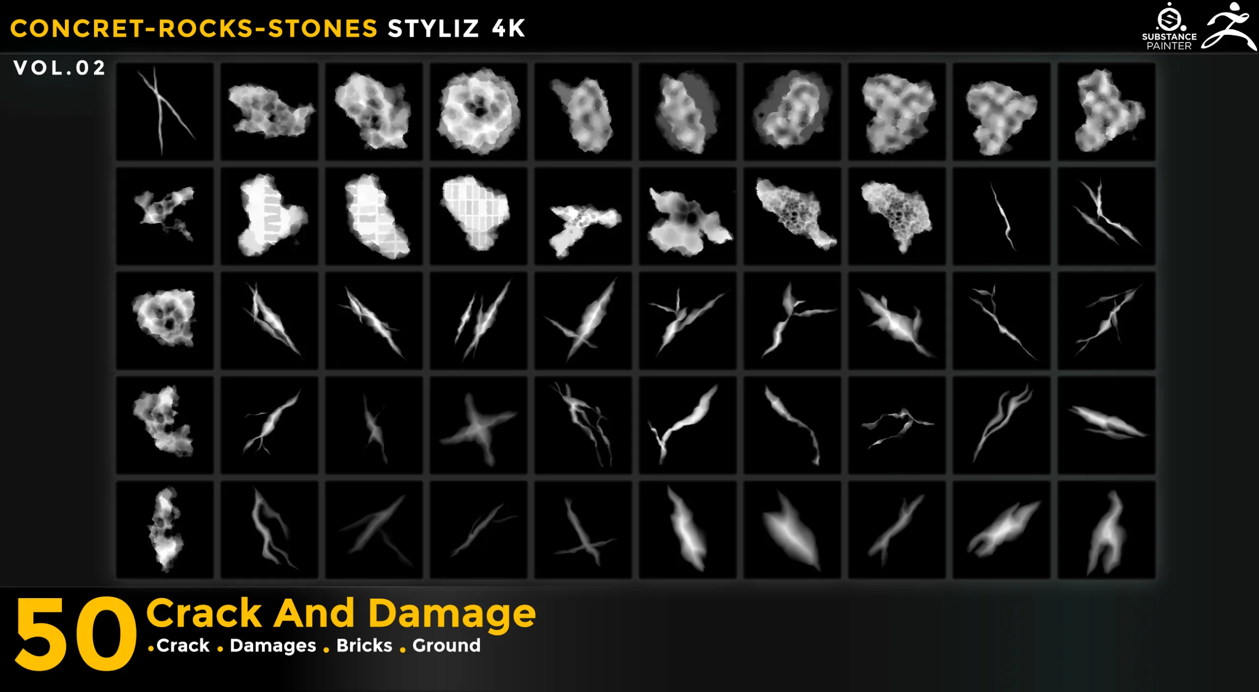 50 CRACK AND DAMAGES 4K ALPHA VOL 02