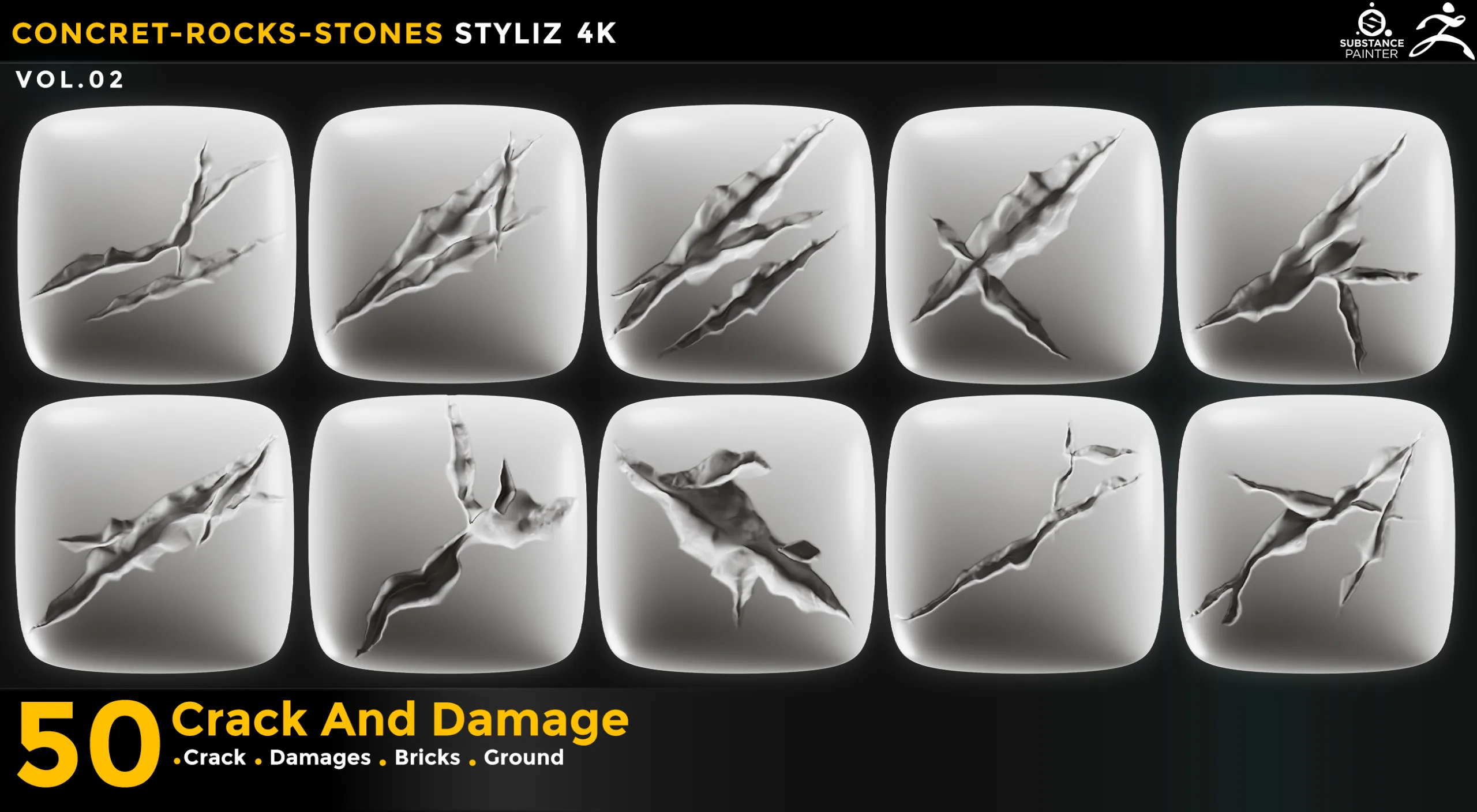 50 CRACK AND DAMAGES 4K ALPHA VOL 02