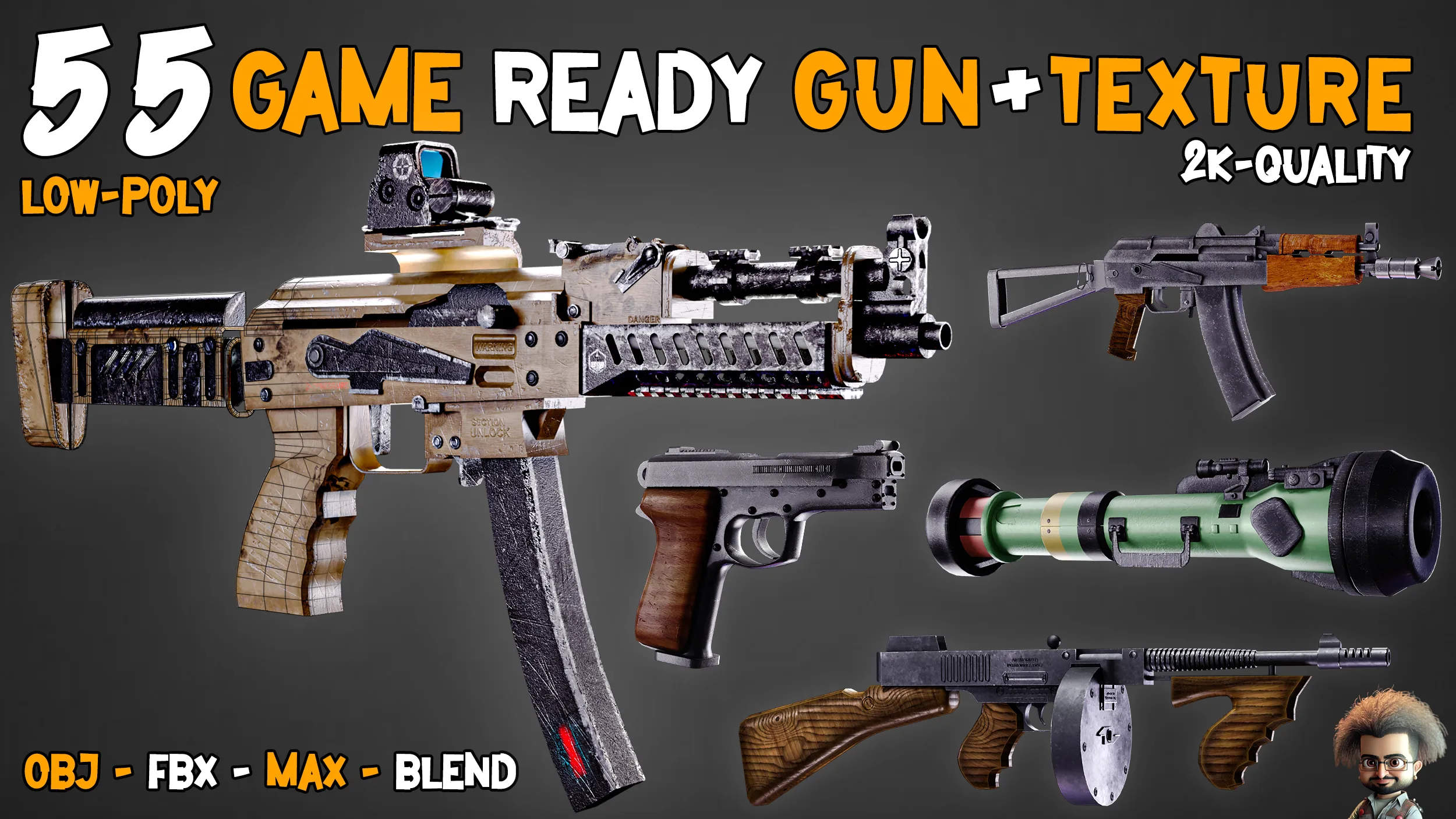 55 Super Game-Ready Guns + Texture – Vol 01