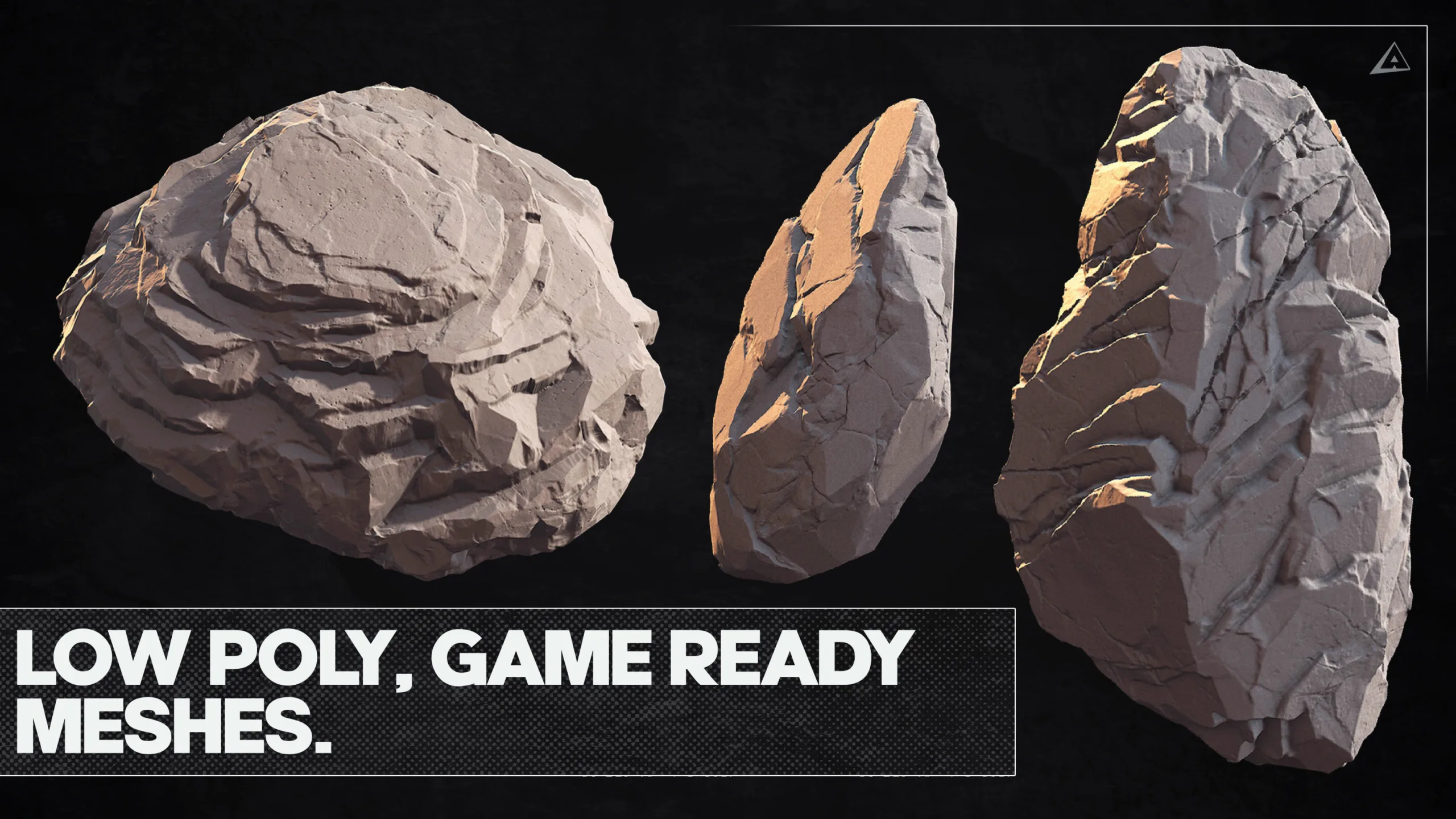 Realistic ROCK PACK - Game ready, 4K maps .TGA and .PSD, Variety of sizes!