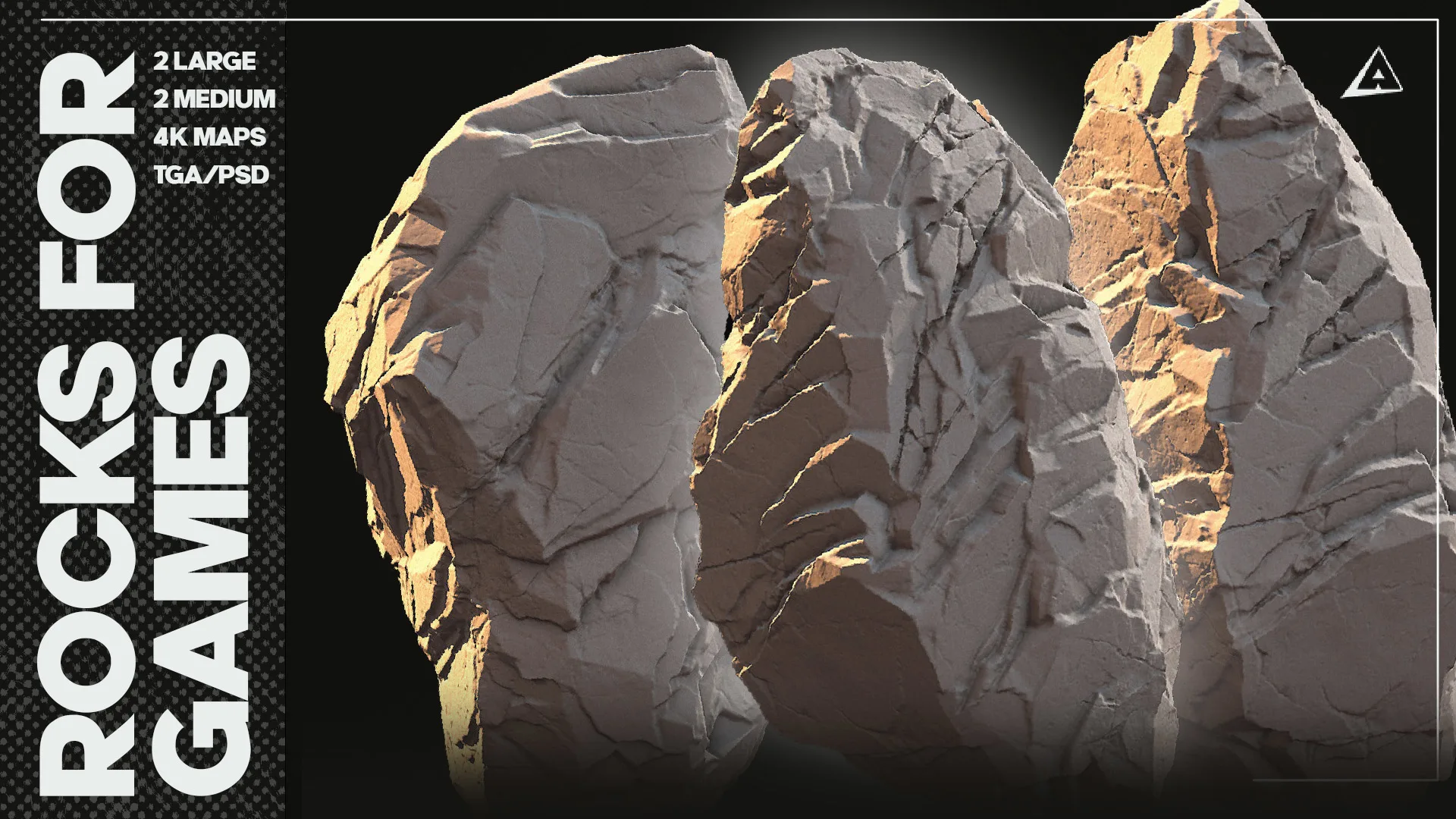 Realistic ROCK PACK - Game ready, 4K maps .TGA and .PSD, Variety of sizes!