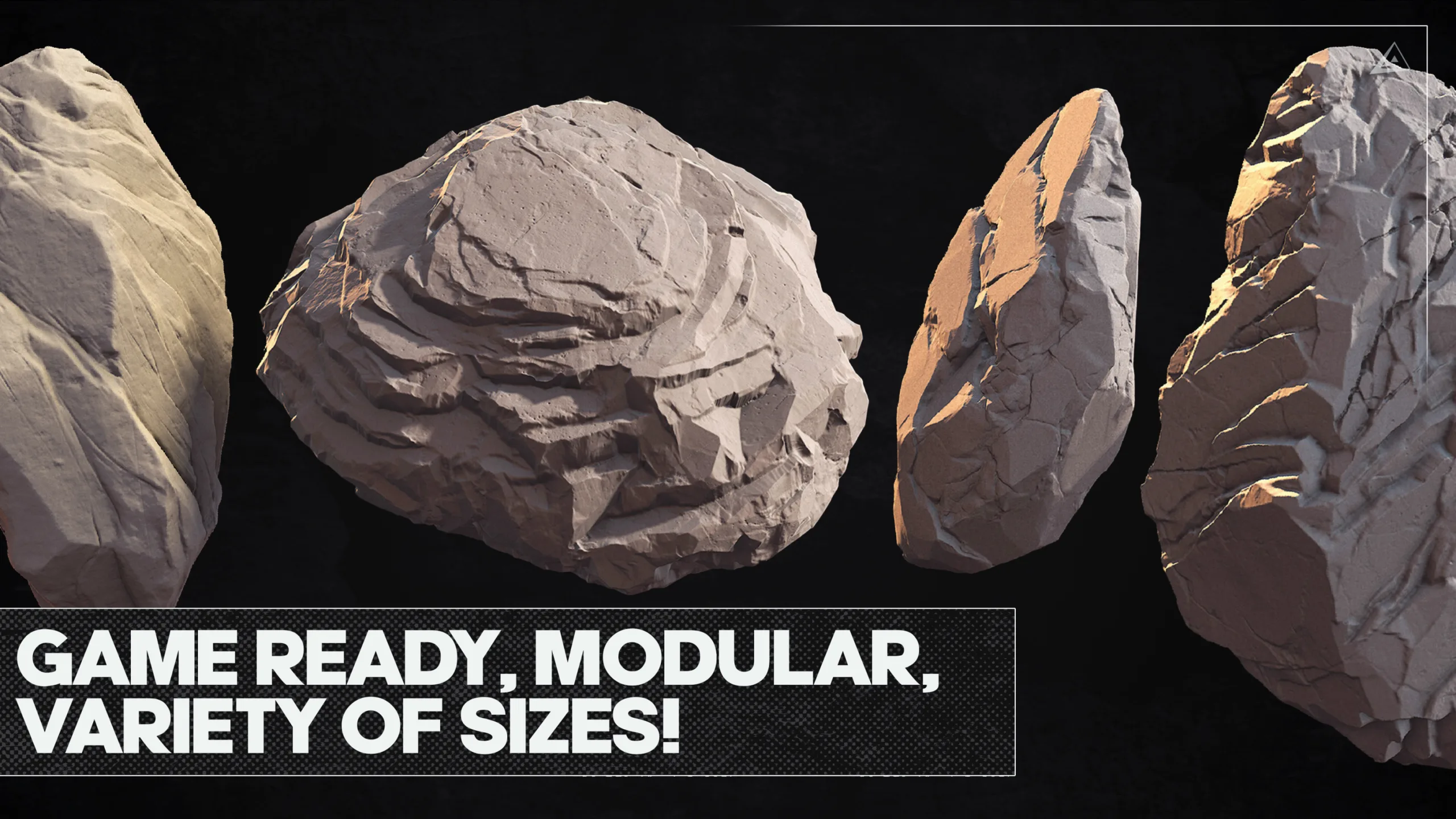 Realistic ROCK PACK - Game ready, 4K maps .TGA and .PSD, Variety of sizes!