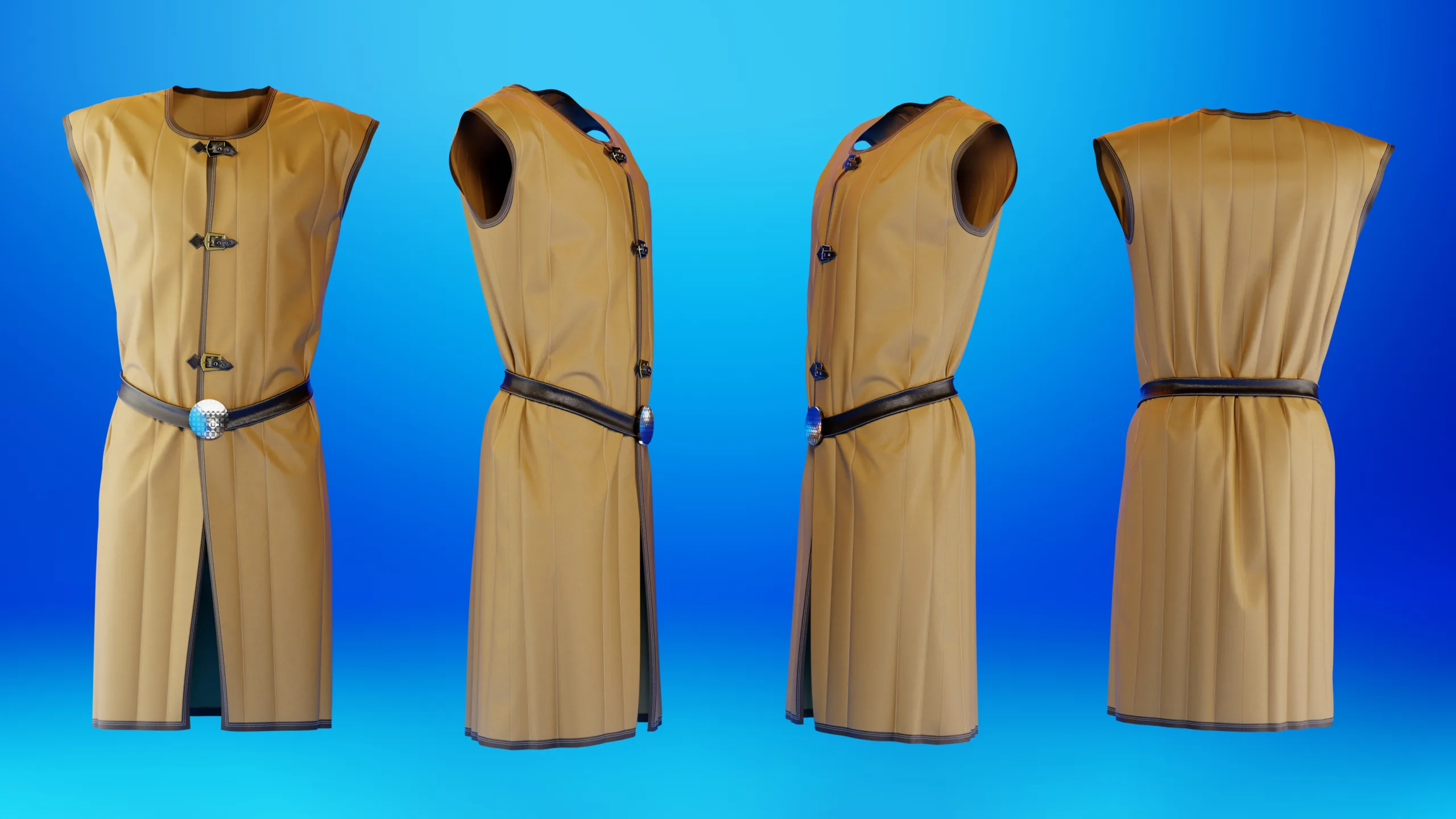 6 Medieval Clothes (Gambeson) Basemesh Models + Reference Images for texturing + Bonus + Project Files