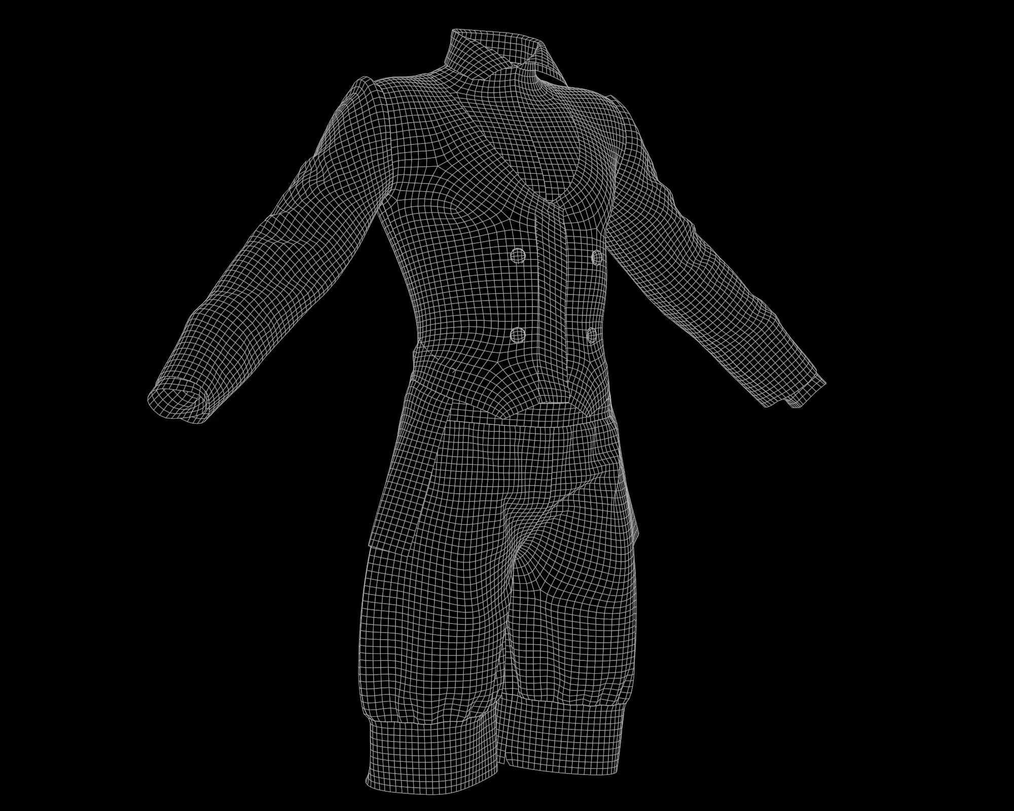 Set of uniform in 2 color -low poly - vol 1 Low-poly 3D model