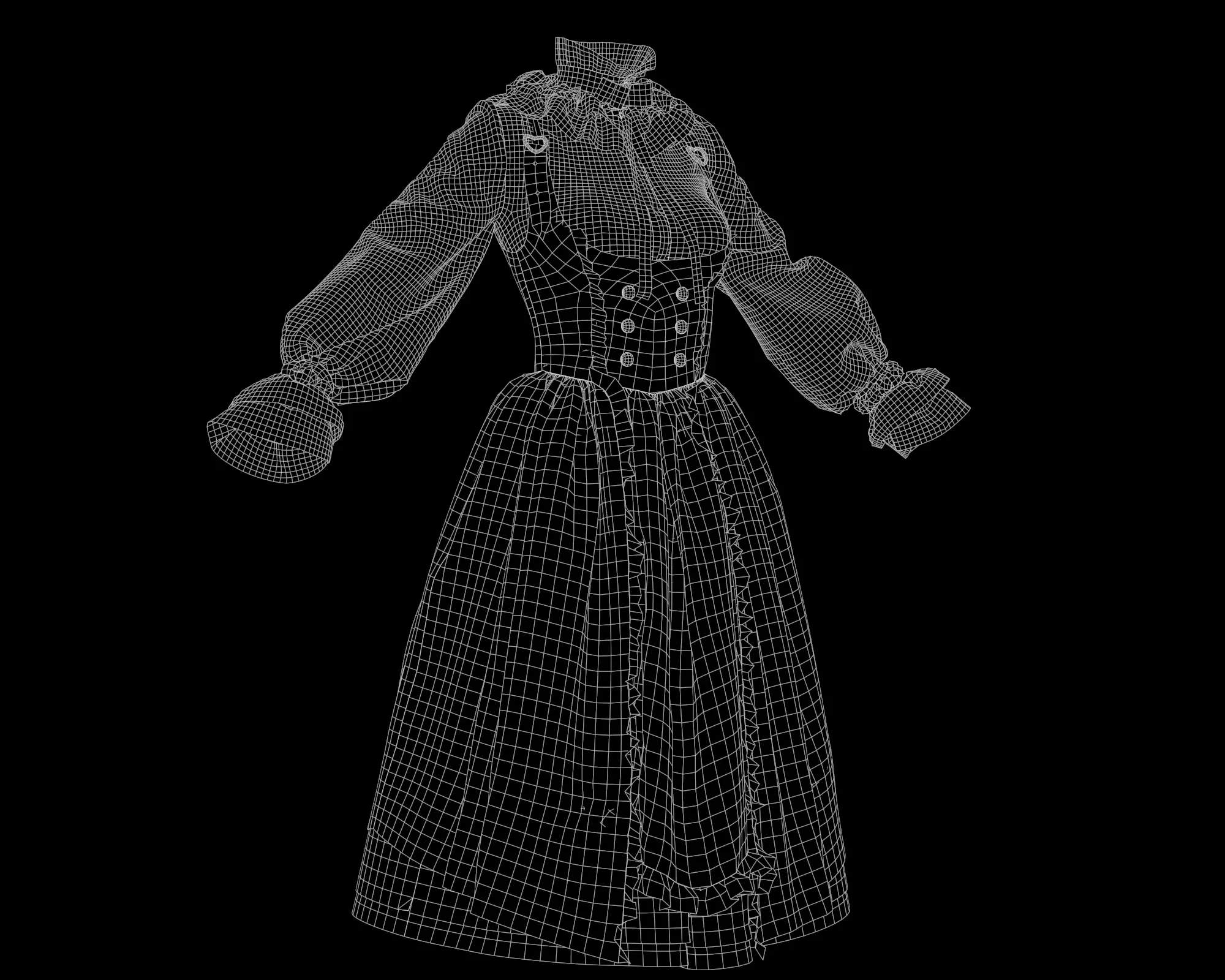 Set of uniform in 2 color -low poly - vol 1 Low-poly 3D model