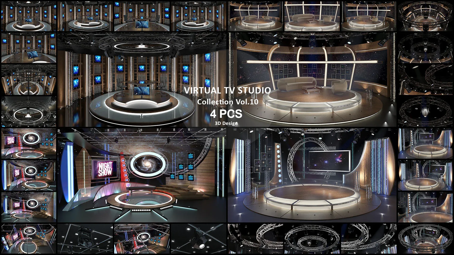 Virtual TV Studio Sets - Collection Vol 10 - 4 PCS DESIGN