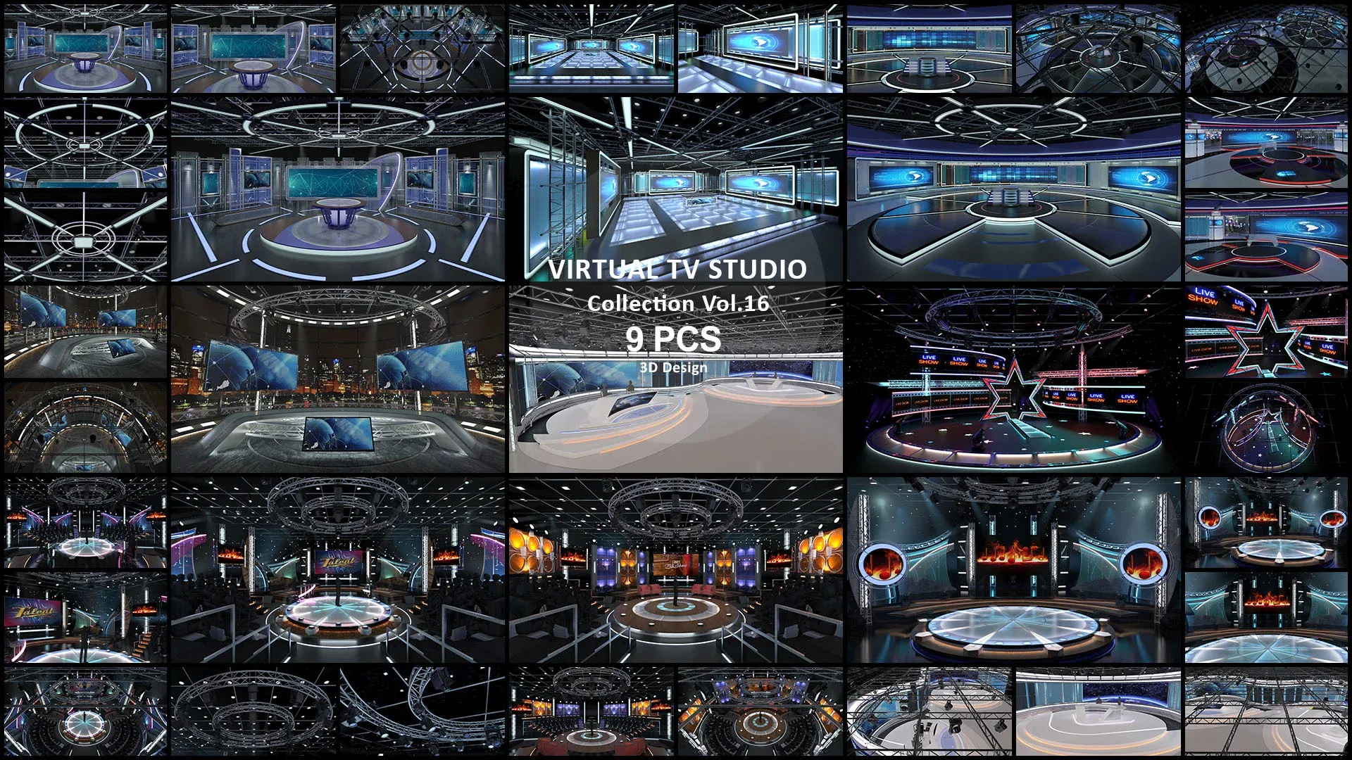 Virtual TV Studio Sets - Collection Vol 16 - 9 PCS DESIGN