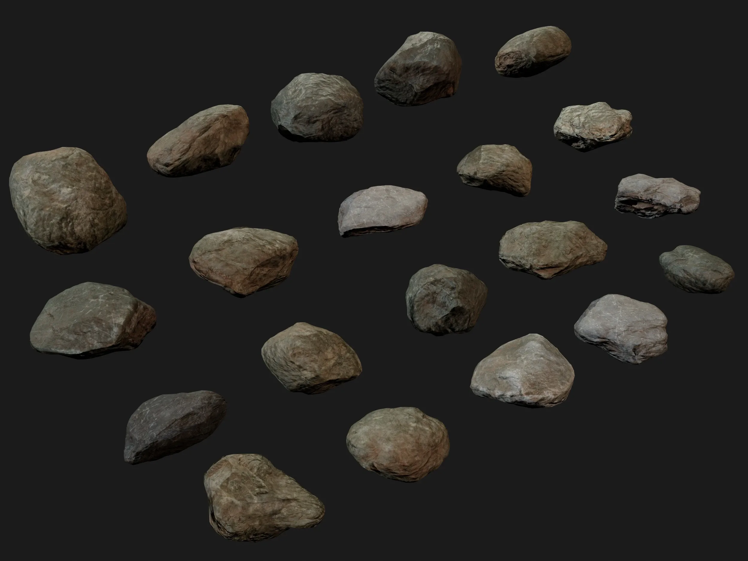 20 Low poly Rock Bundle Vol 2