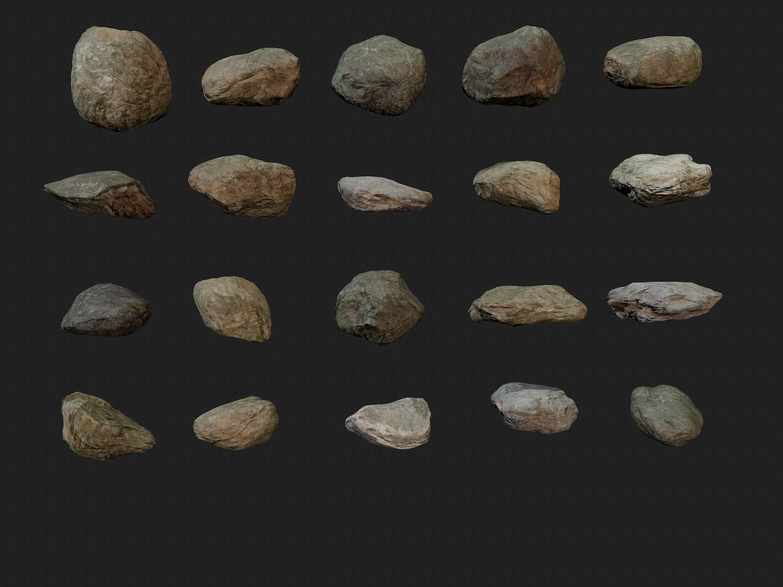 20 Low poly Rock Bundle Vol 2