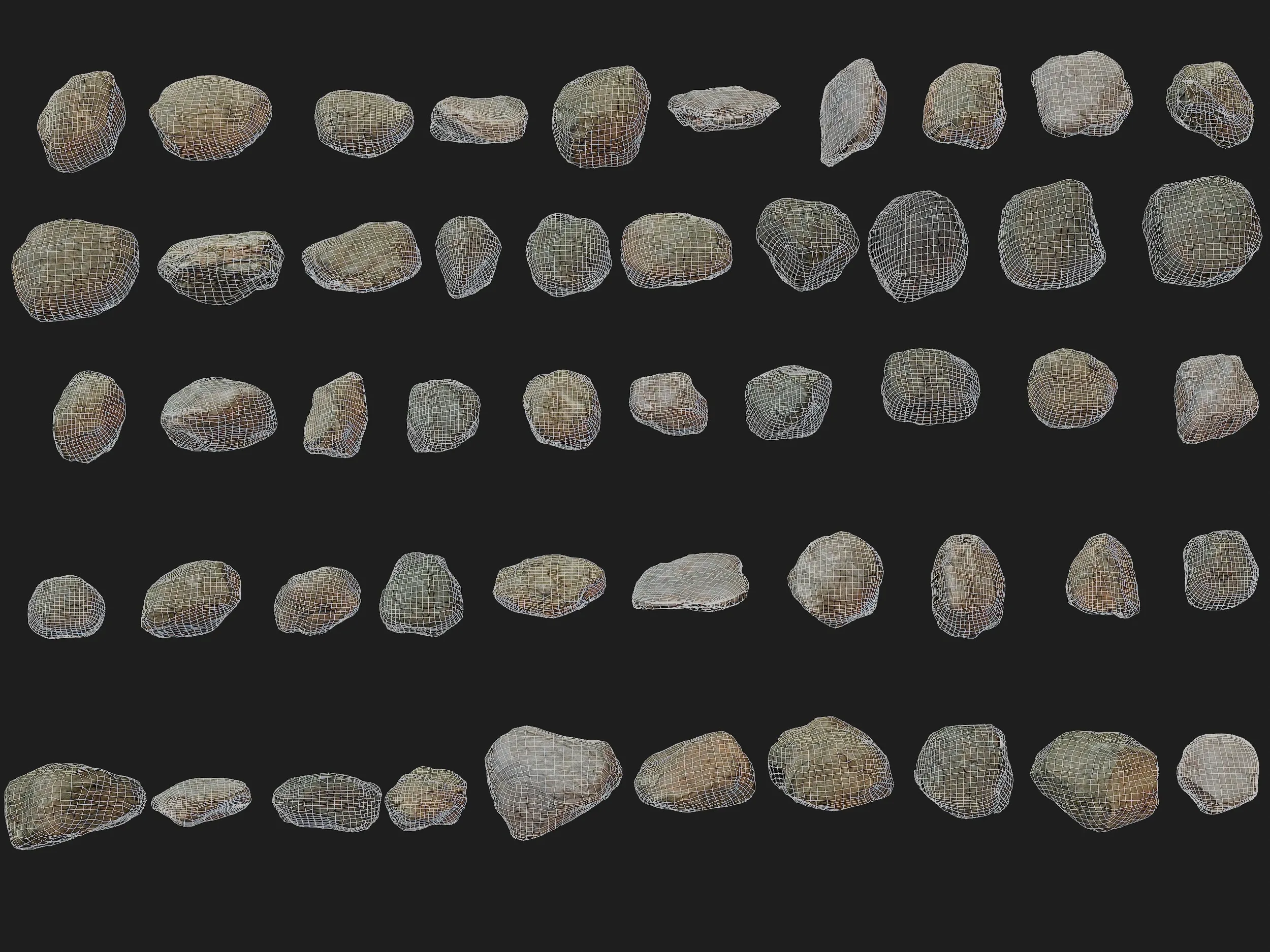 50 Low poly Rock Collection Vol 3