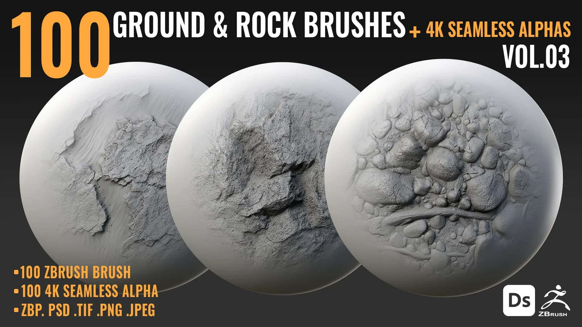 100 GROUND & ROCK BRUSHES + 4K FlippedNormals