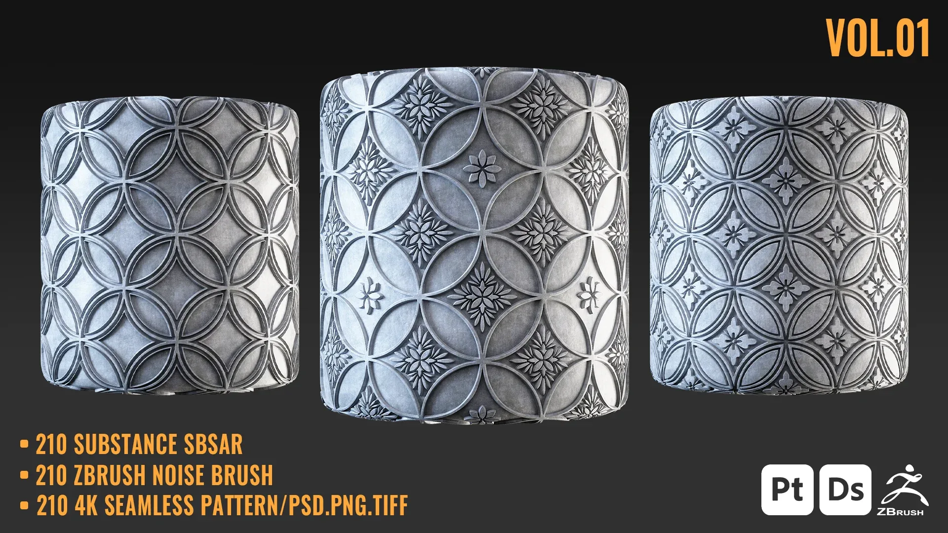 210 JAPANESE SEAMLESS PATTERN + SBSAR & ZBRUSH BRUSH - VOL 01