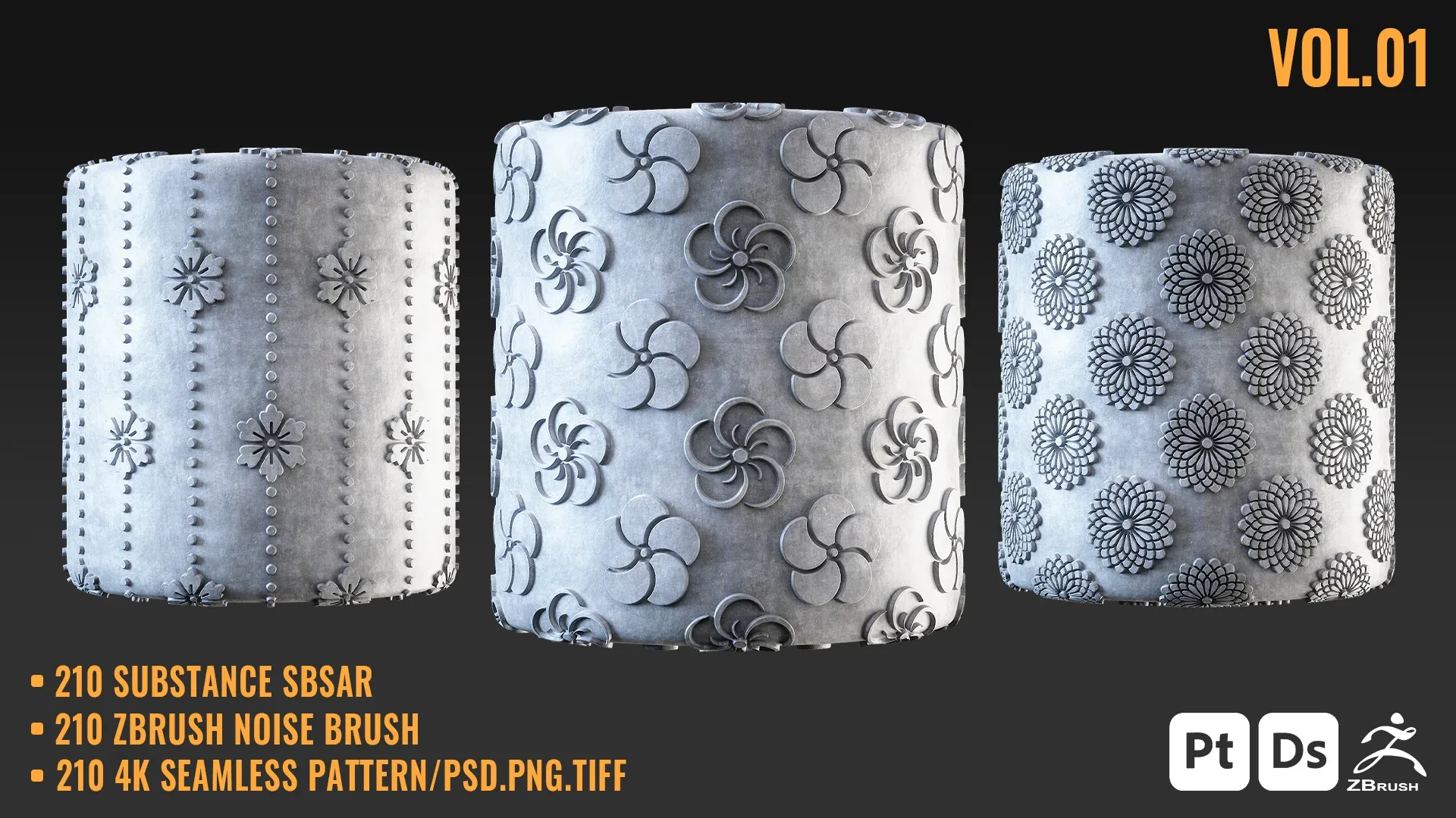 210 JAPANESE SEAMLESS PATTERN + SBSAR & ZBRUSH BRUSH - VOL 01
