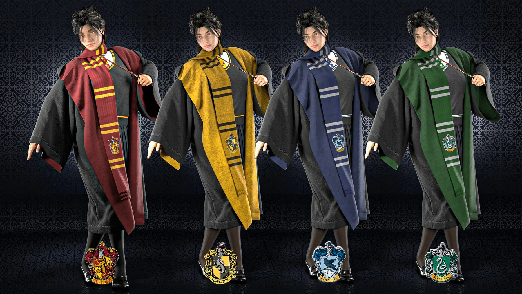 Hogwarts uniforms (Marvelous Designer & Clo3d & FBX & OBJ & Texture)