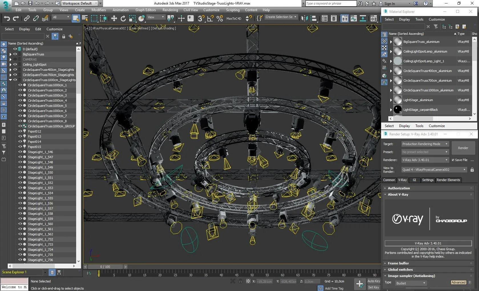 TV Studio Stage Truss and Lights