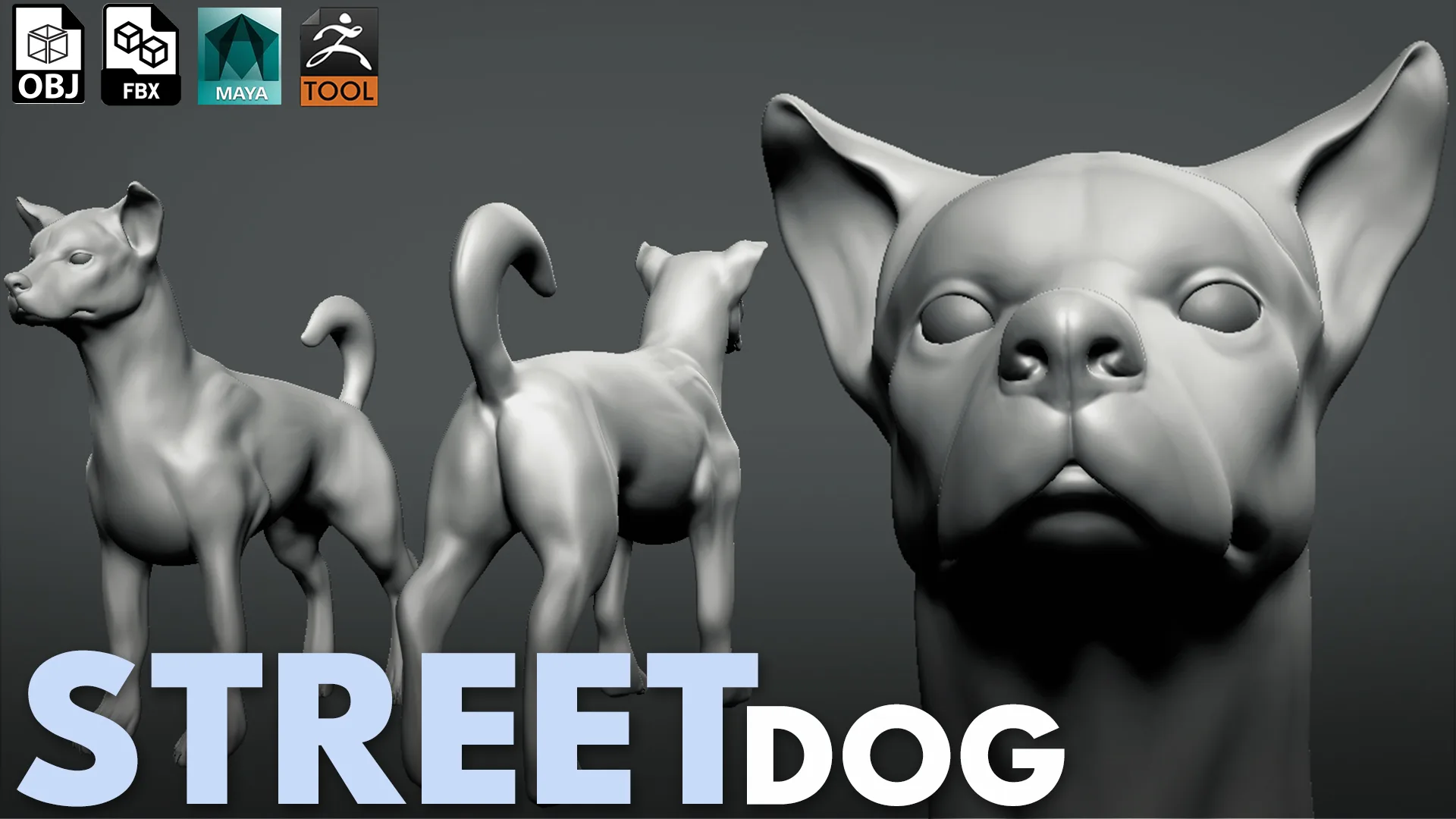 High poly Dog pack - Topology + UV Map