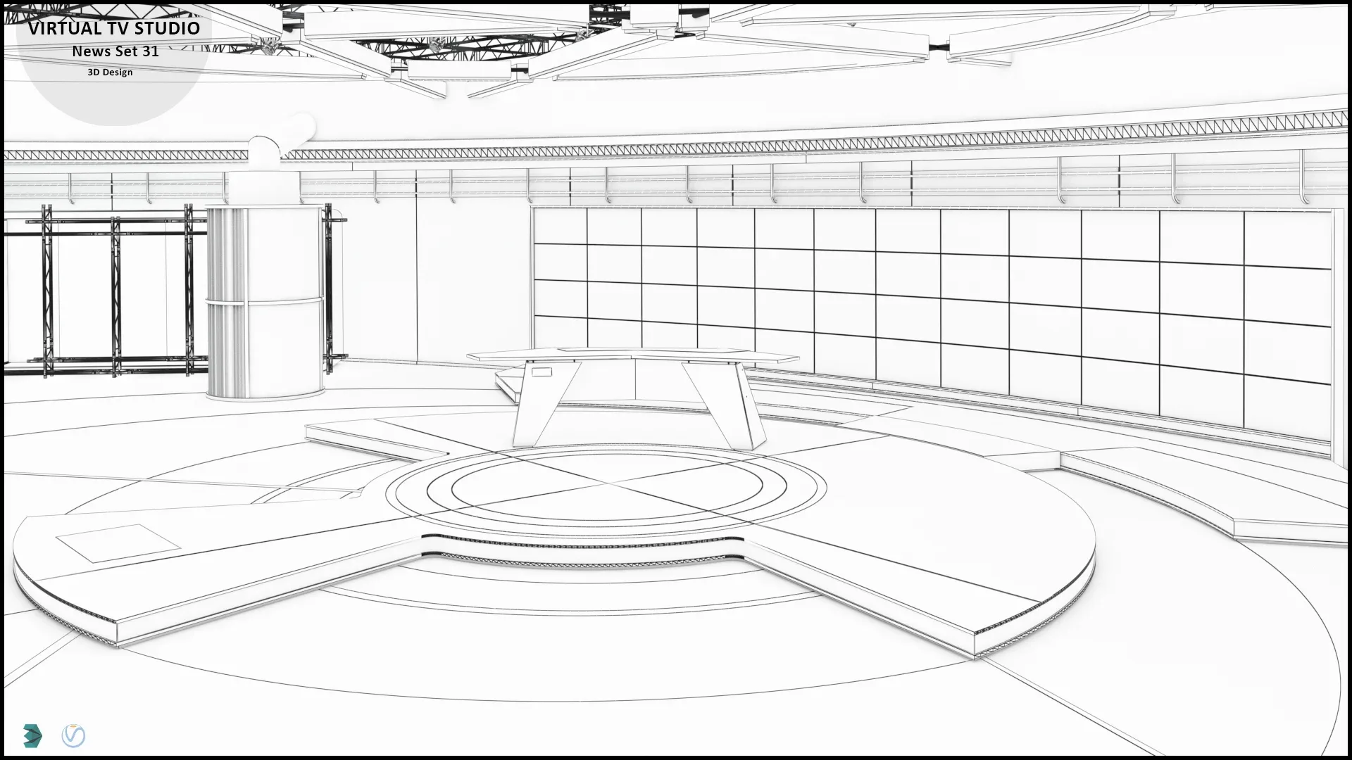 Virtual TV Studio News Set 31