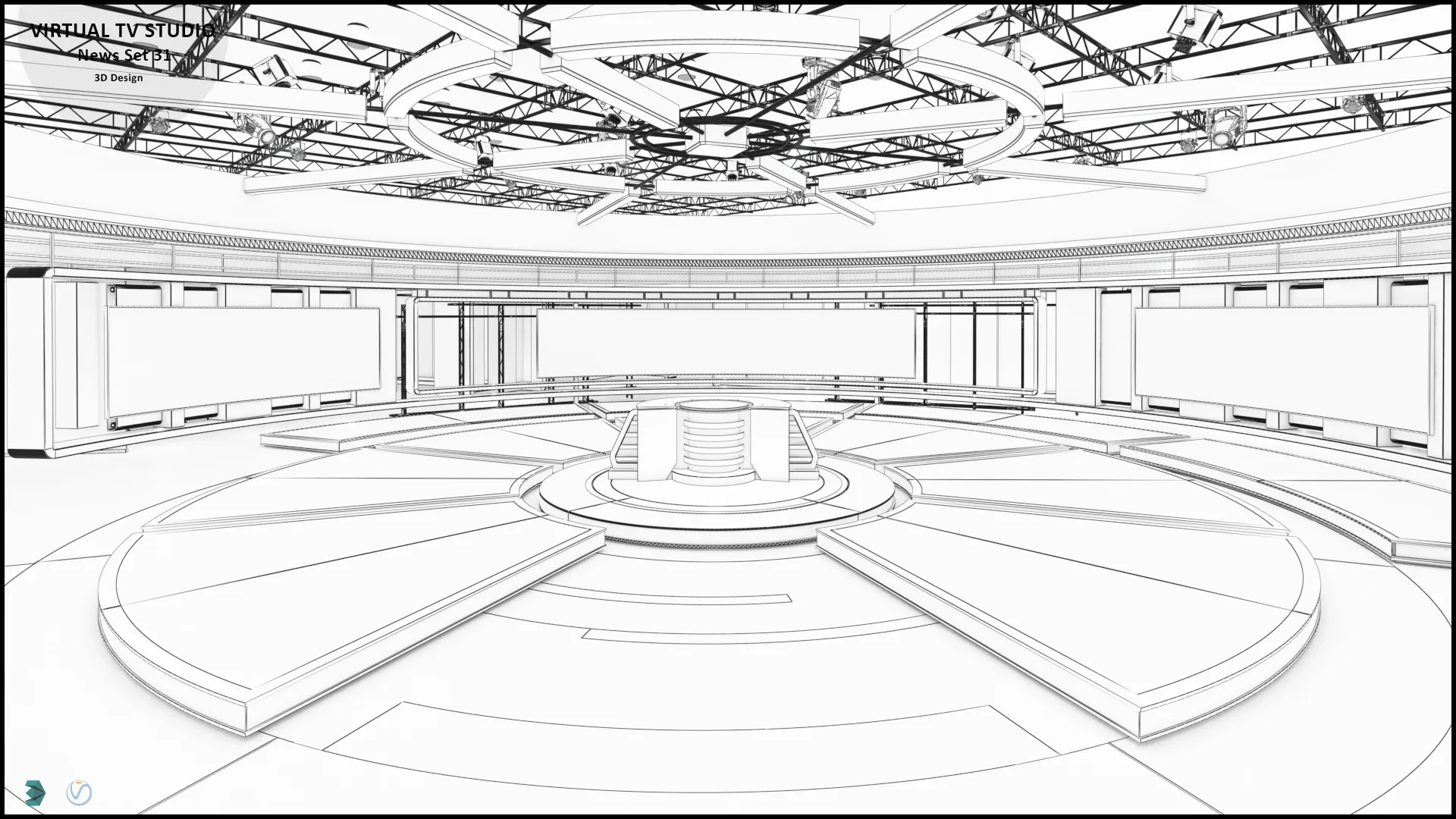 Virtual TV Studio News Set 31