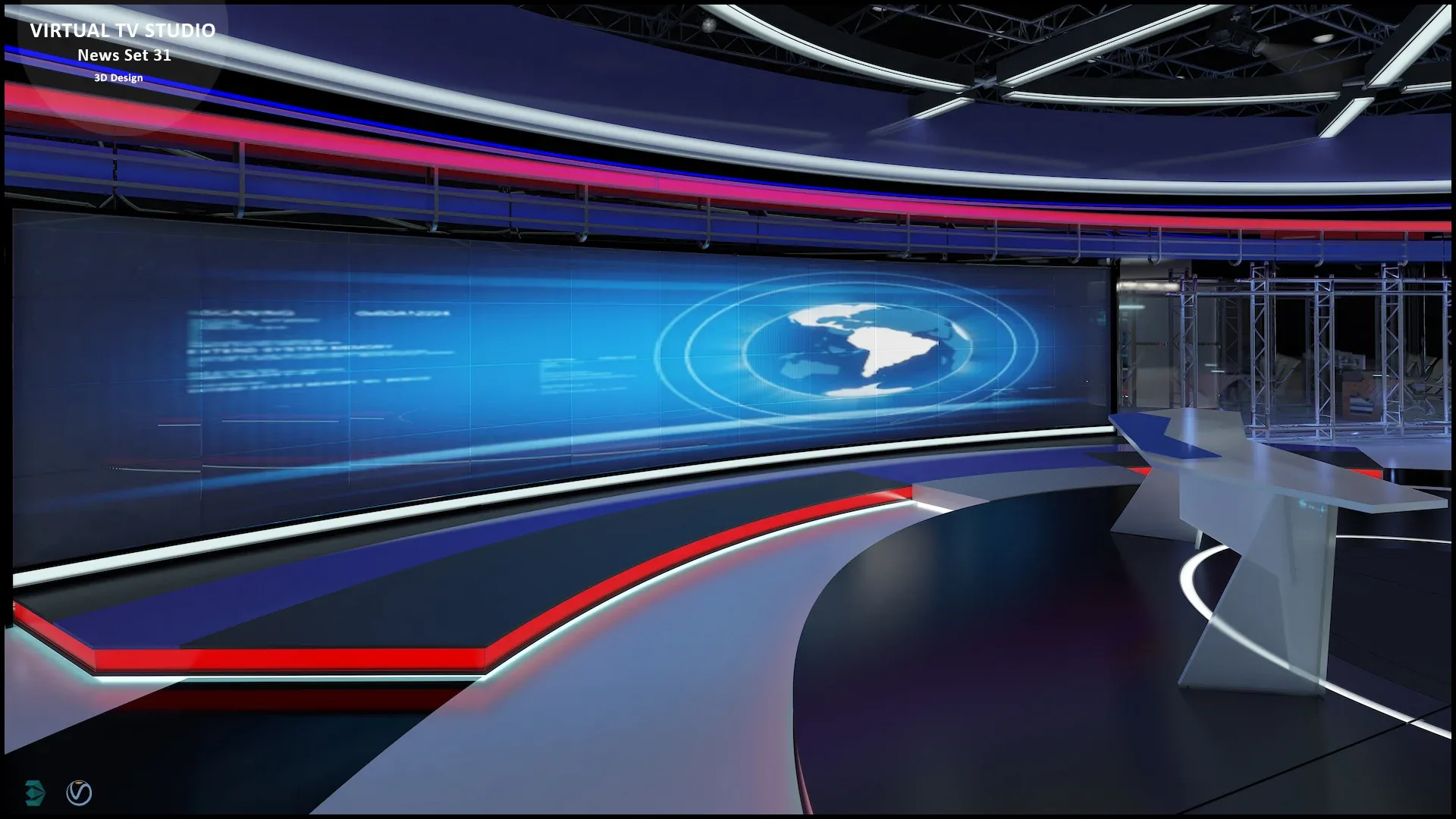 Virtual TV Studio News Set 31