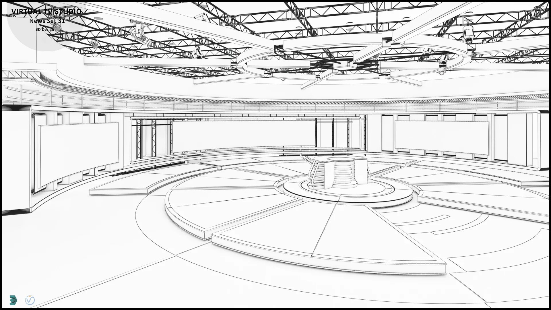 Virtual TV Studio News Set 31