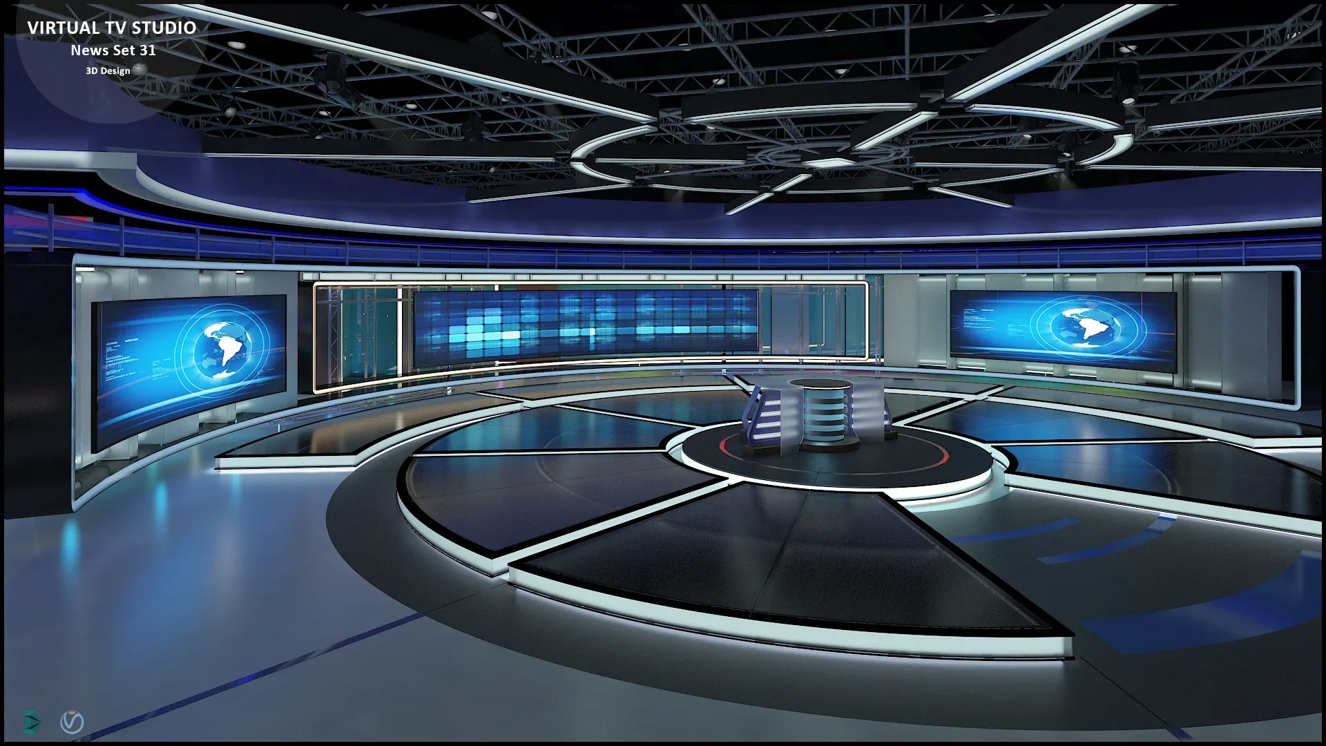 Virtual TV Studio News Set 31