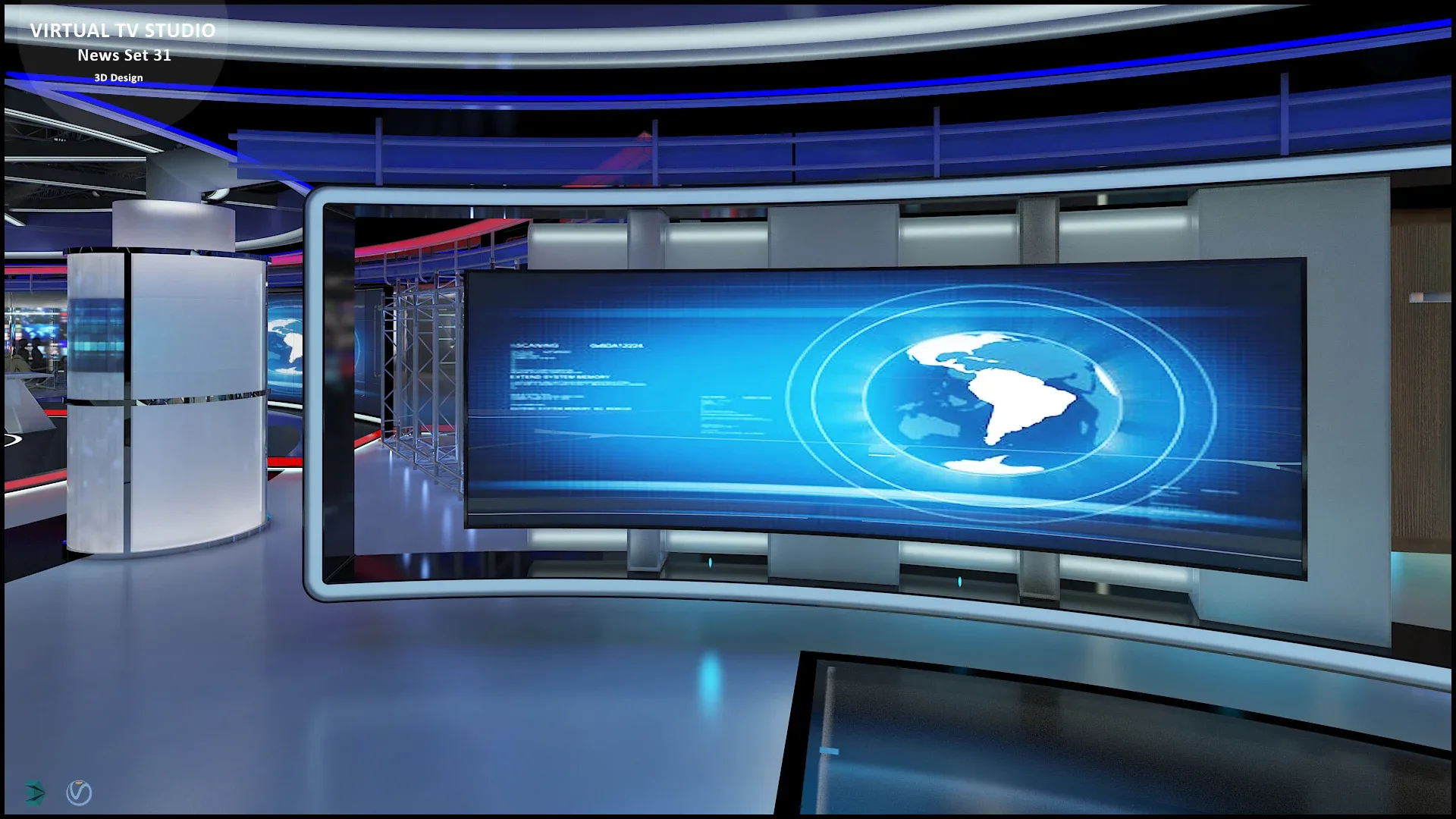 Virtual TV Studio News Set 31