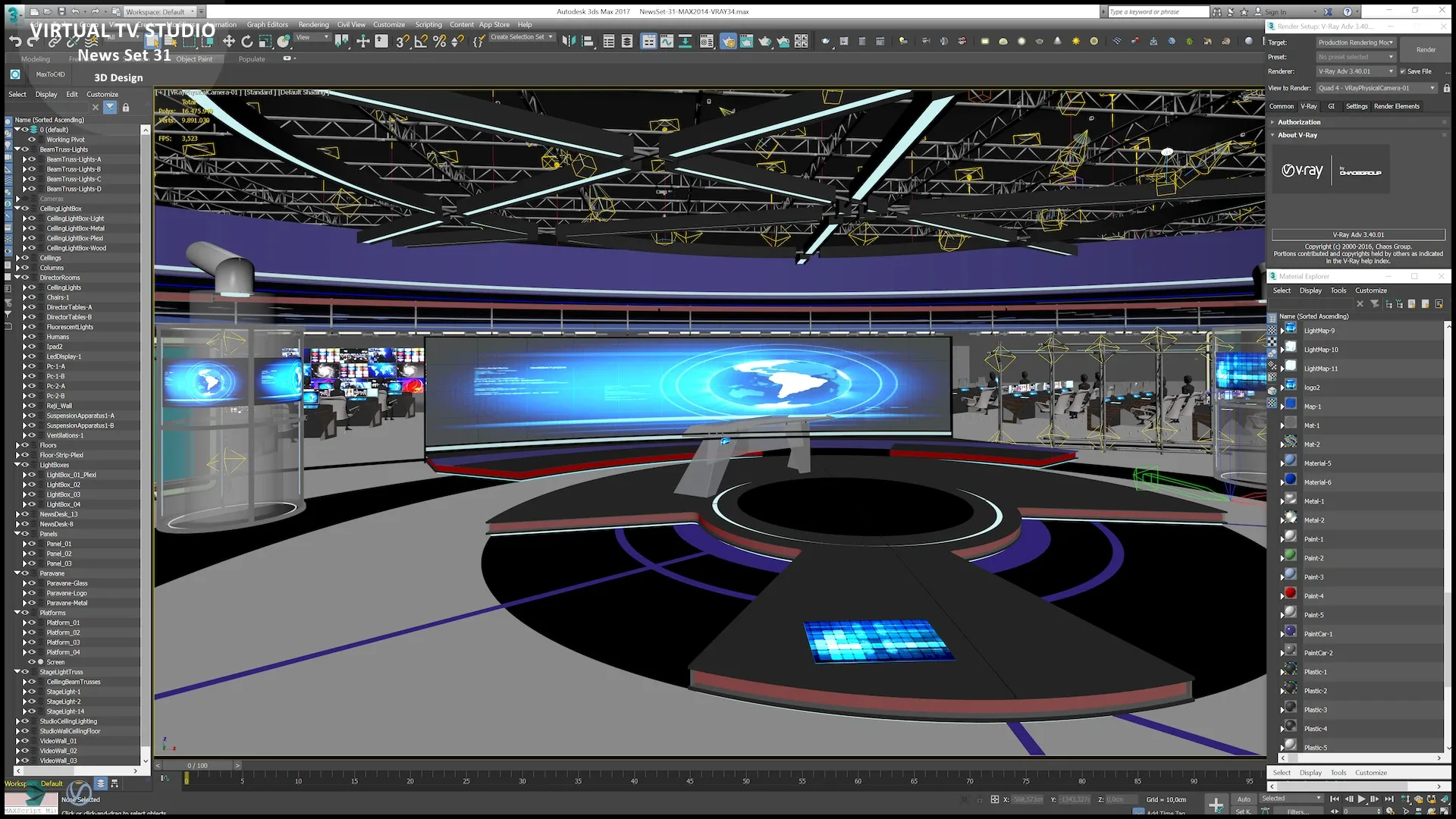 Virtual TV Studio News Set 31