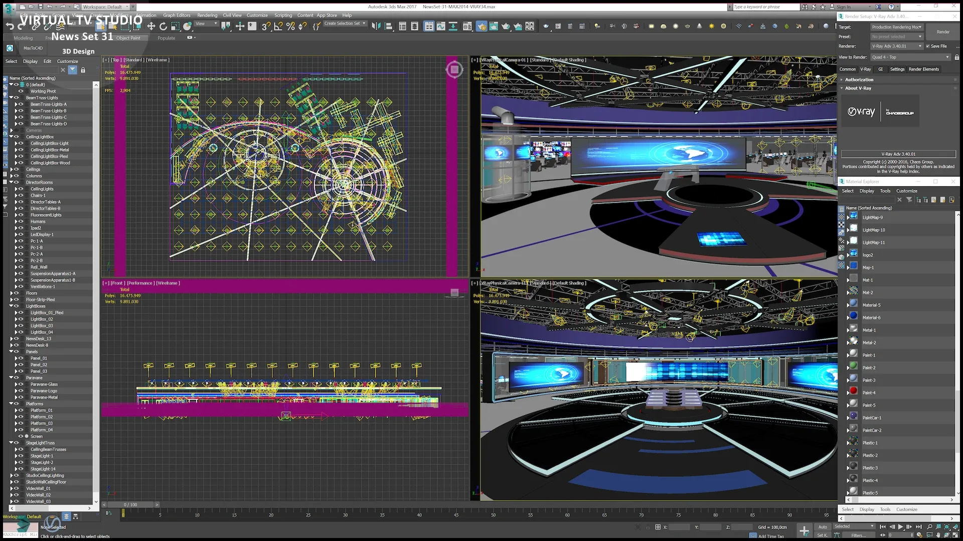 Virtual TV Studio News Set 31