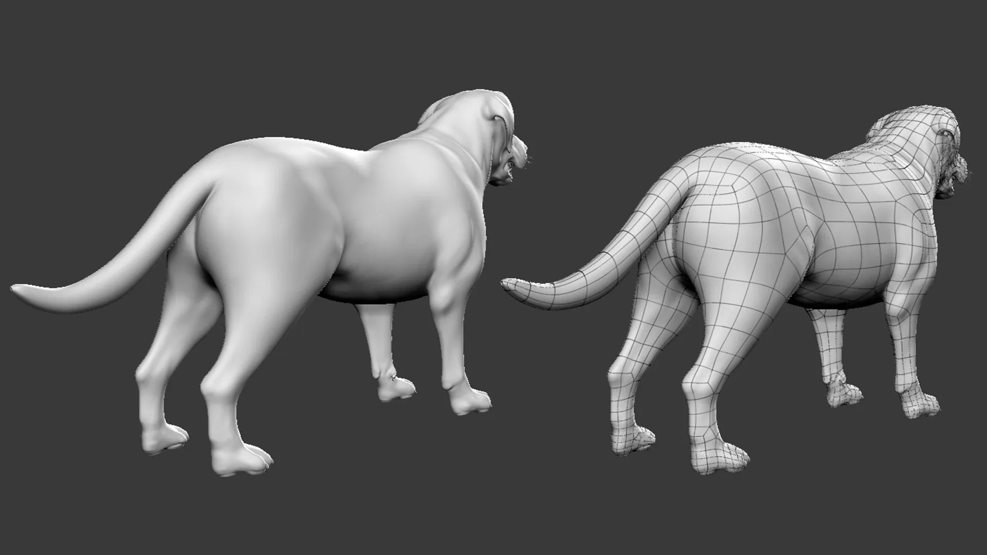 High poly Dog pack - Topology + UV Map