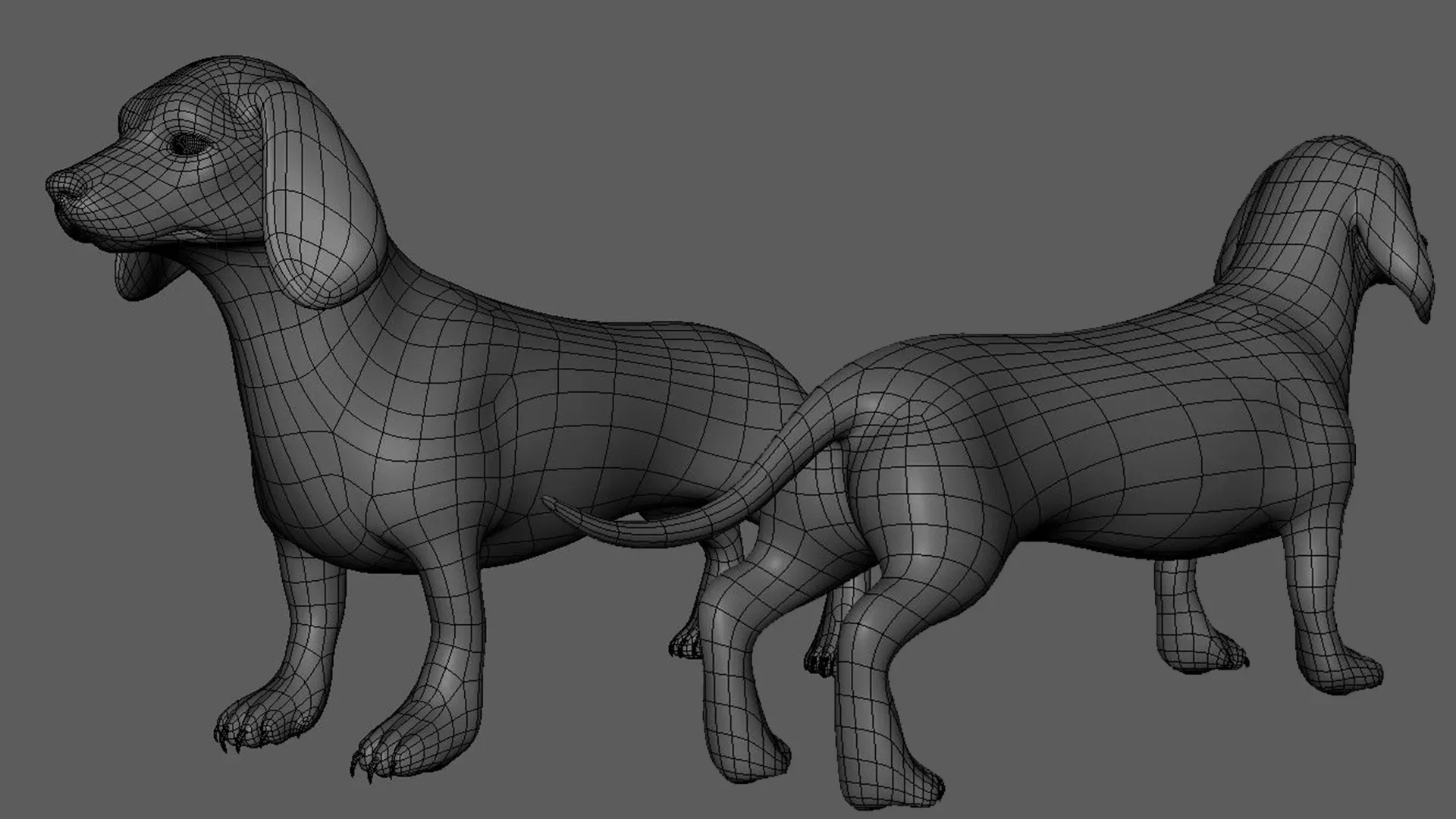 High poly Dog pack Topology + FlippedNormals