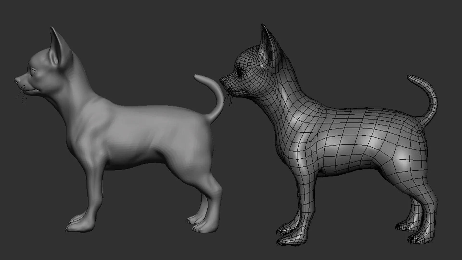 High poly Dog pack - Topology + UV Map