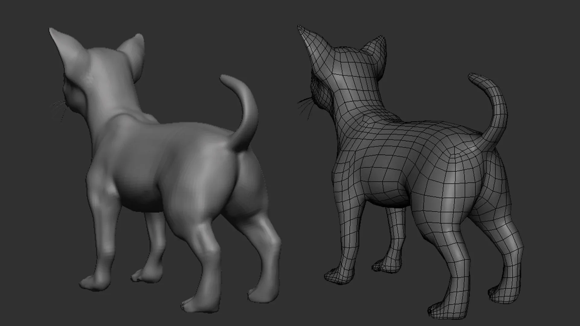 High poly Dog pack - Topology + UV Map