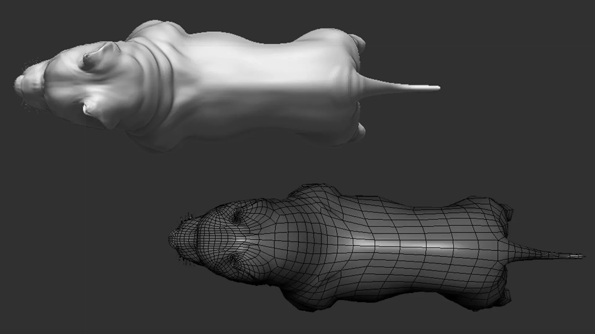 High poly Dog pack Topology + FlippedNormals