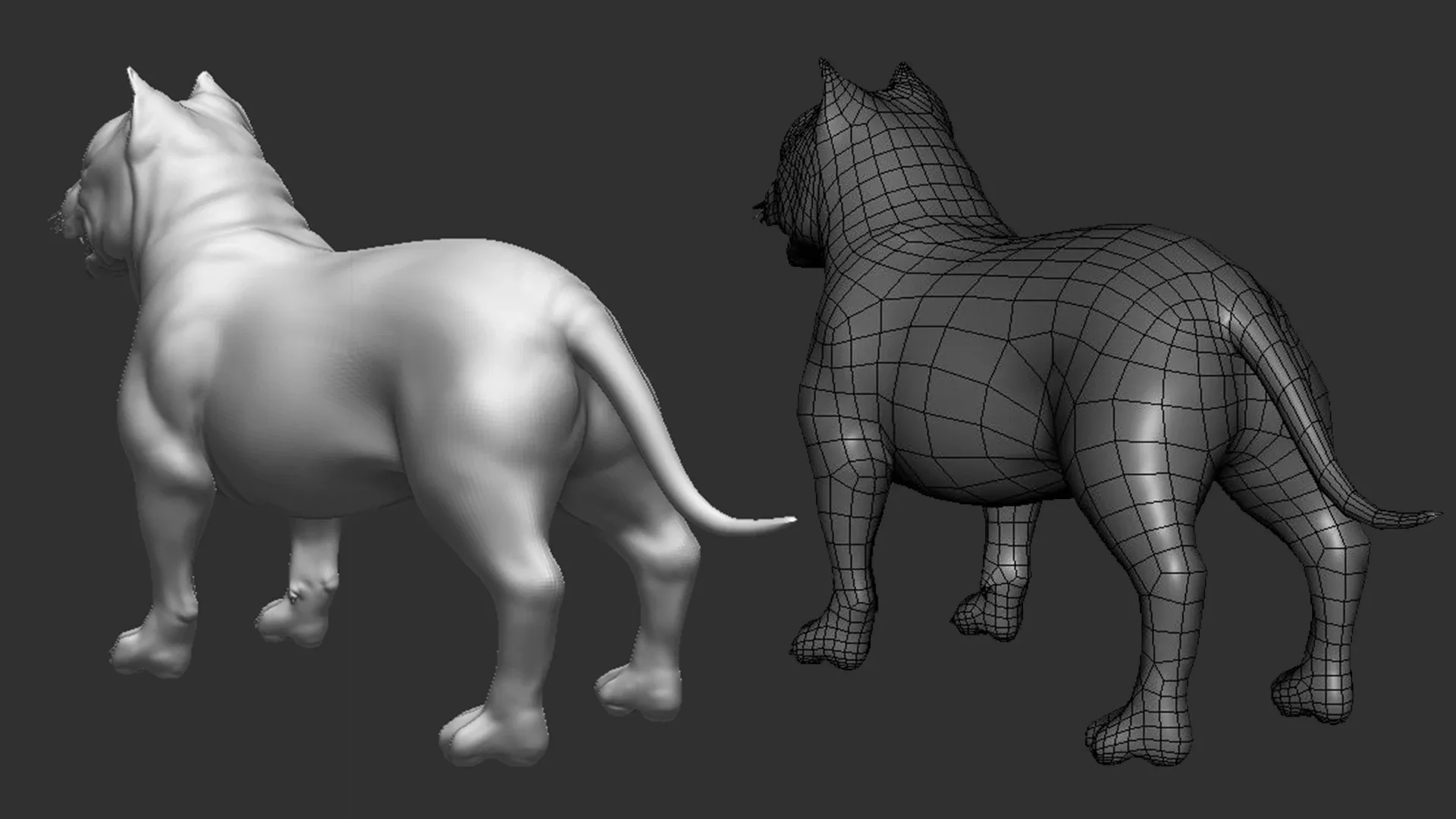 High poly Dog pack - Topology + UV Map