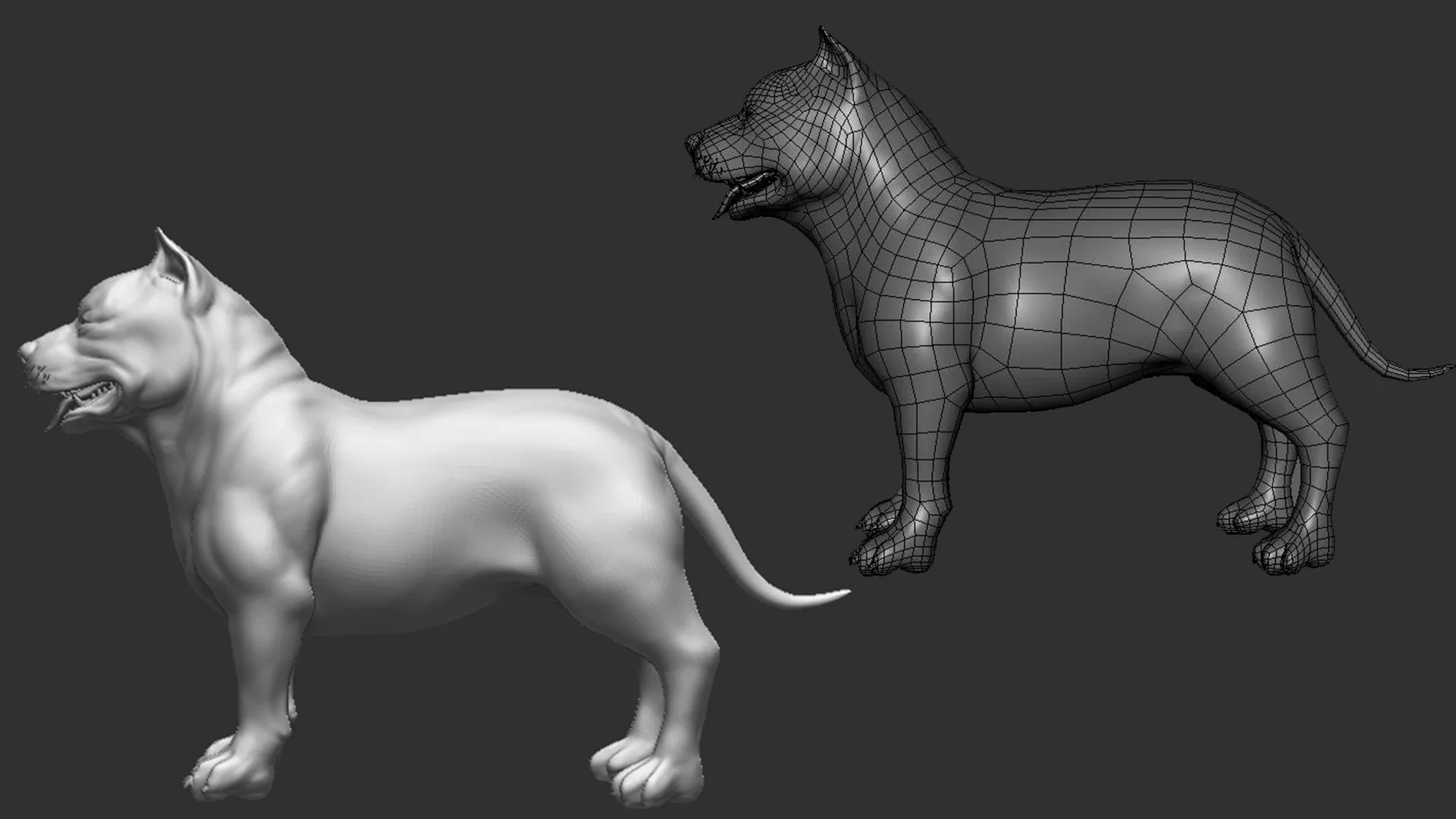 High poly Dog pack - Topology + UV Map