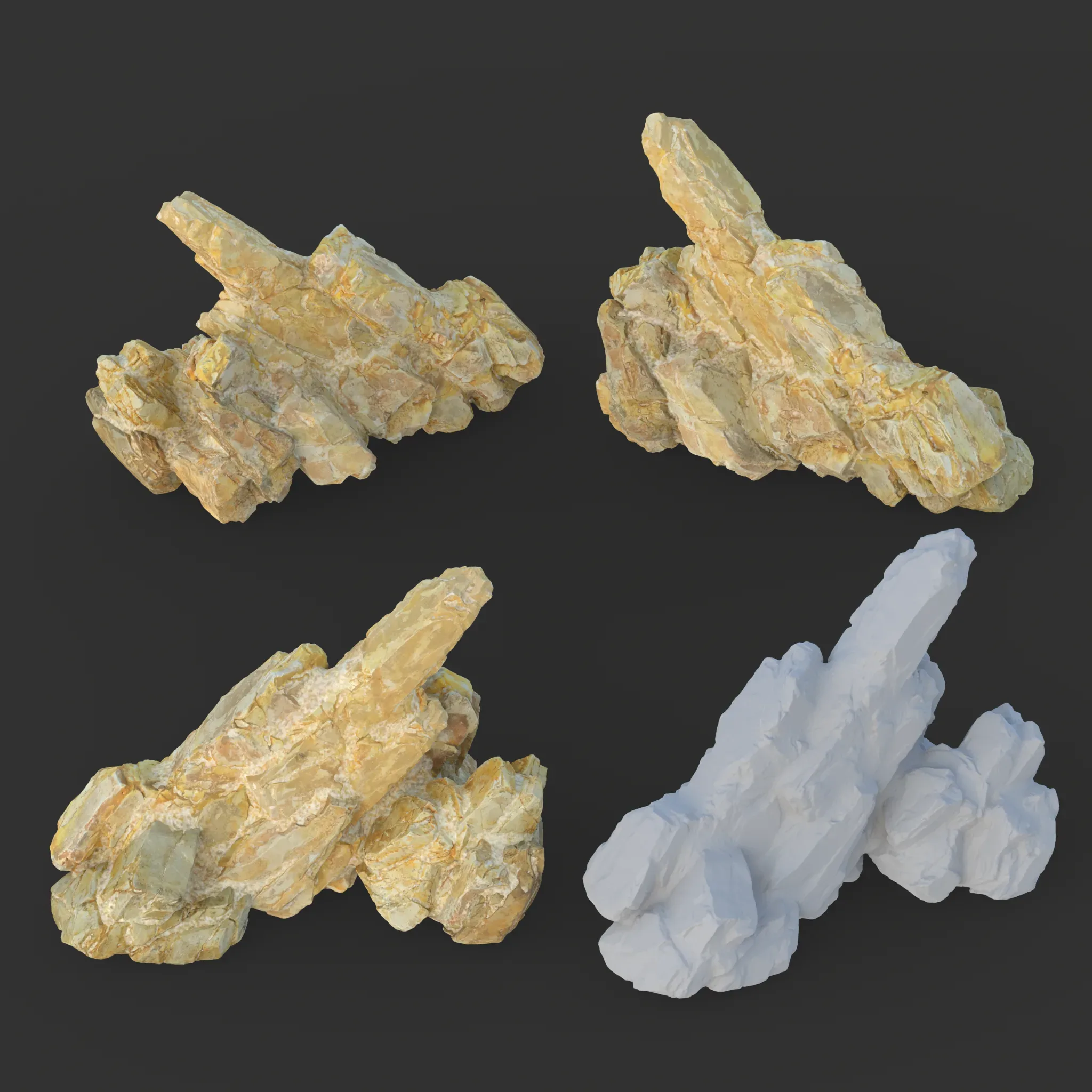 Yellow Spiky Modular Rock 230715