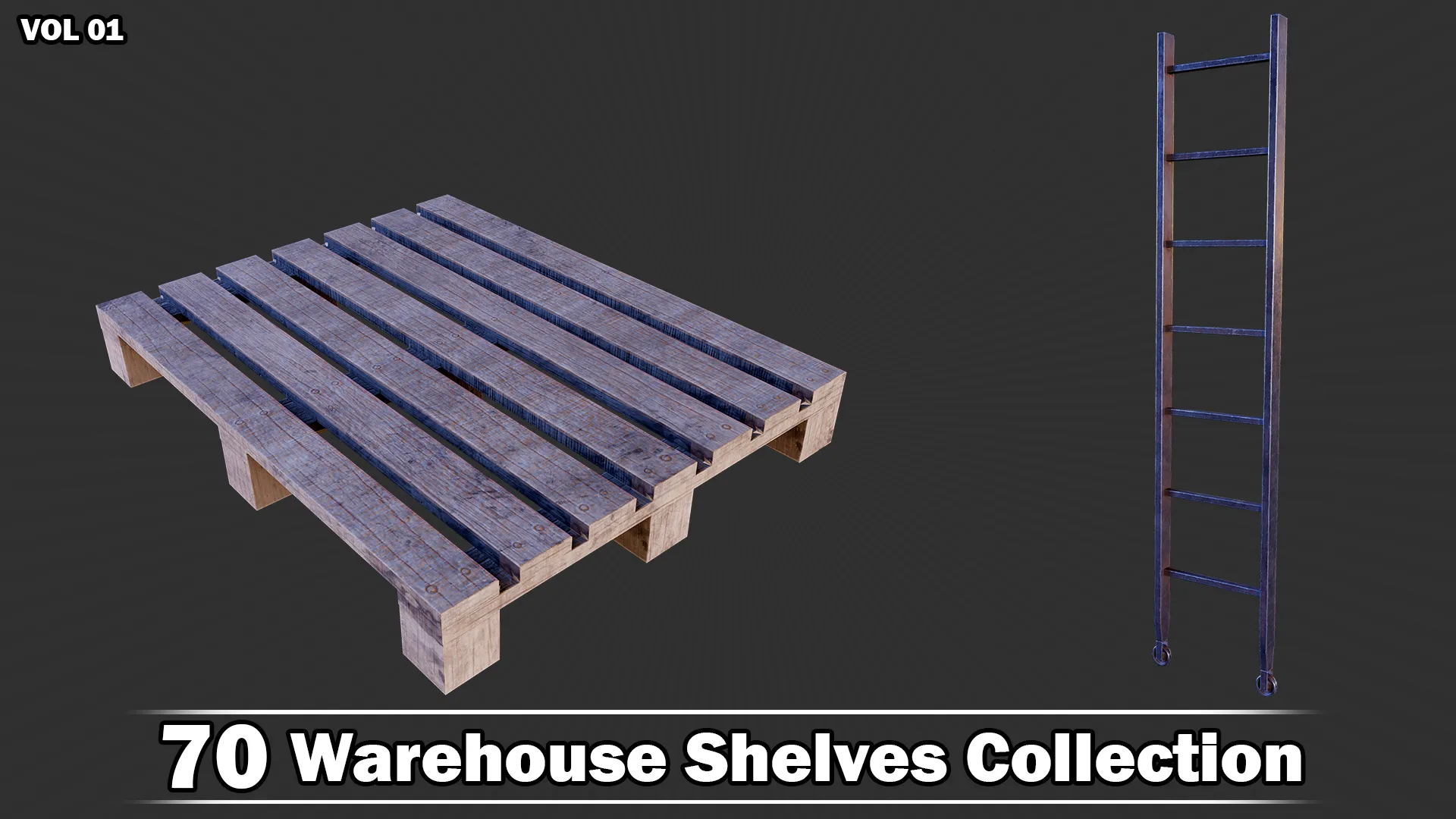 70 Warehouse Shelves Collection Game Ready VOL01