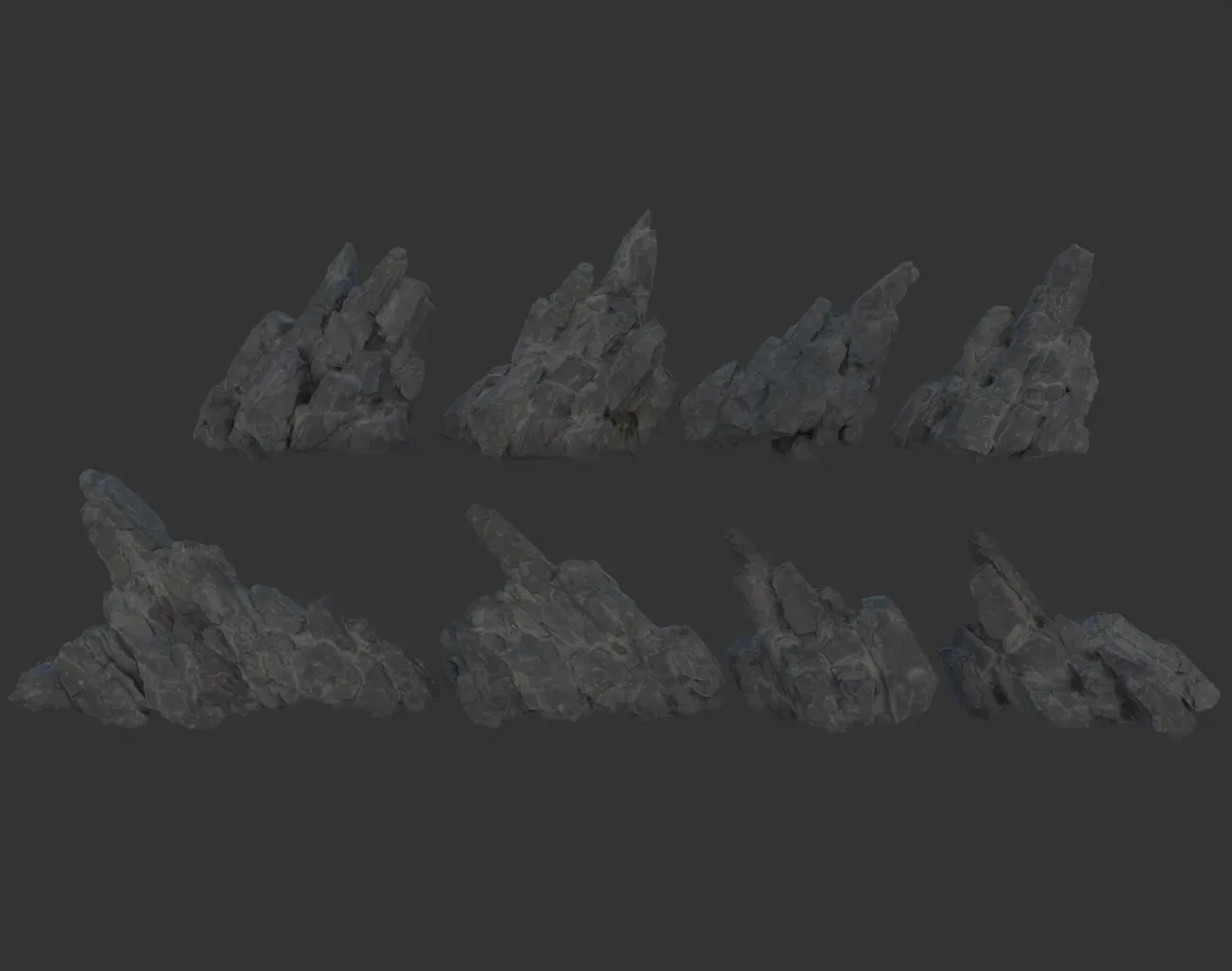 Black Spiky Modular Rock 230715 - FlippedNormals