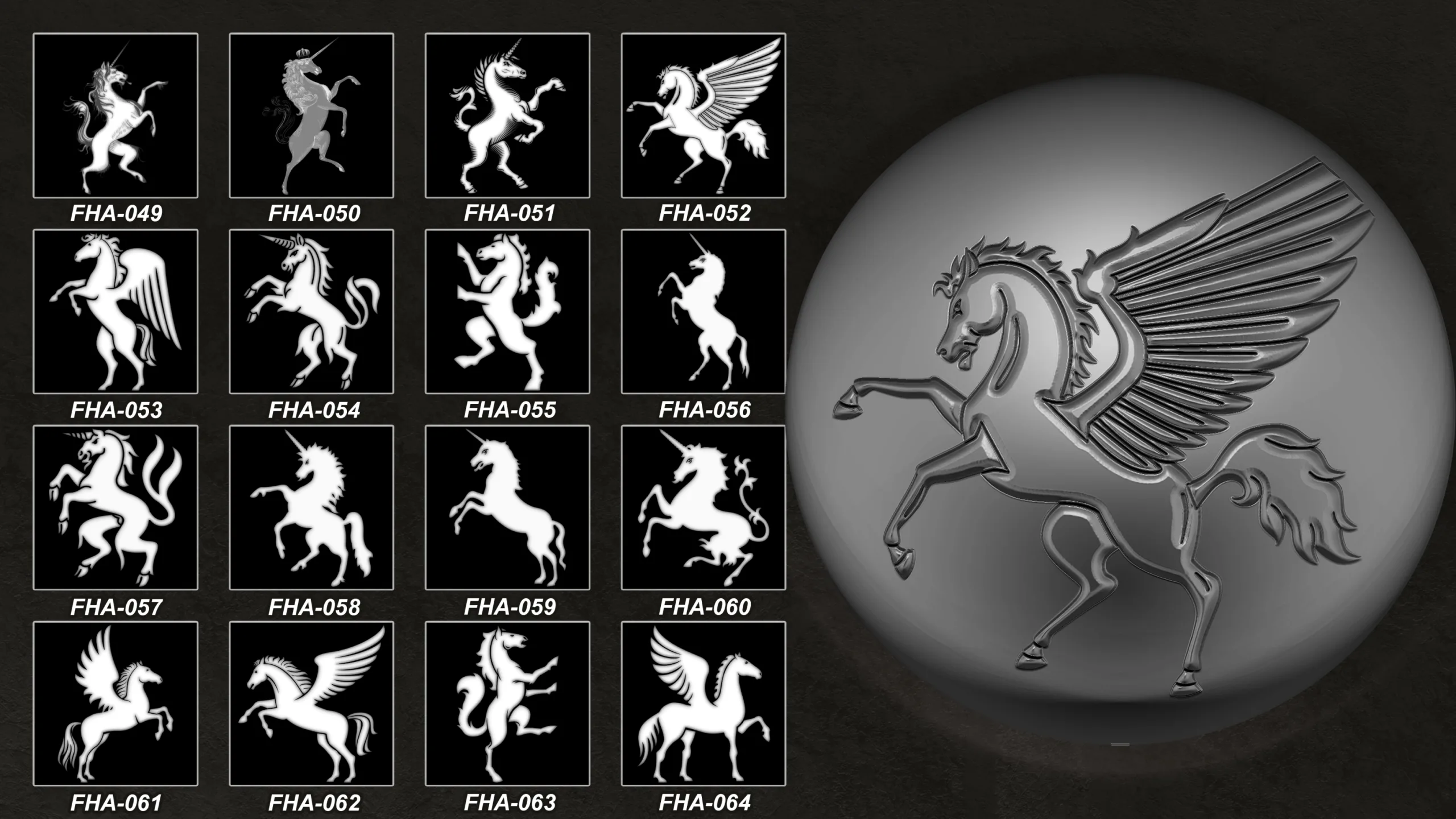 170 Heraldic Animals Symbols/Elements (Alpha,Brush)