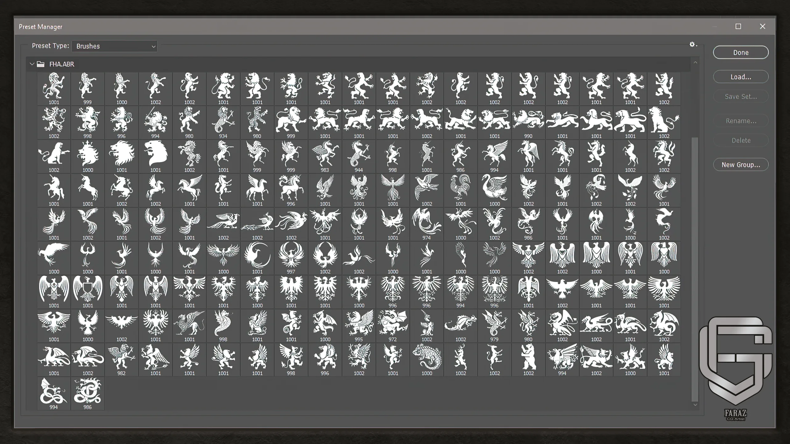 170 Heraldic Animals Symbols/Elements (Alpha,Brush)