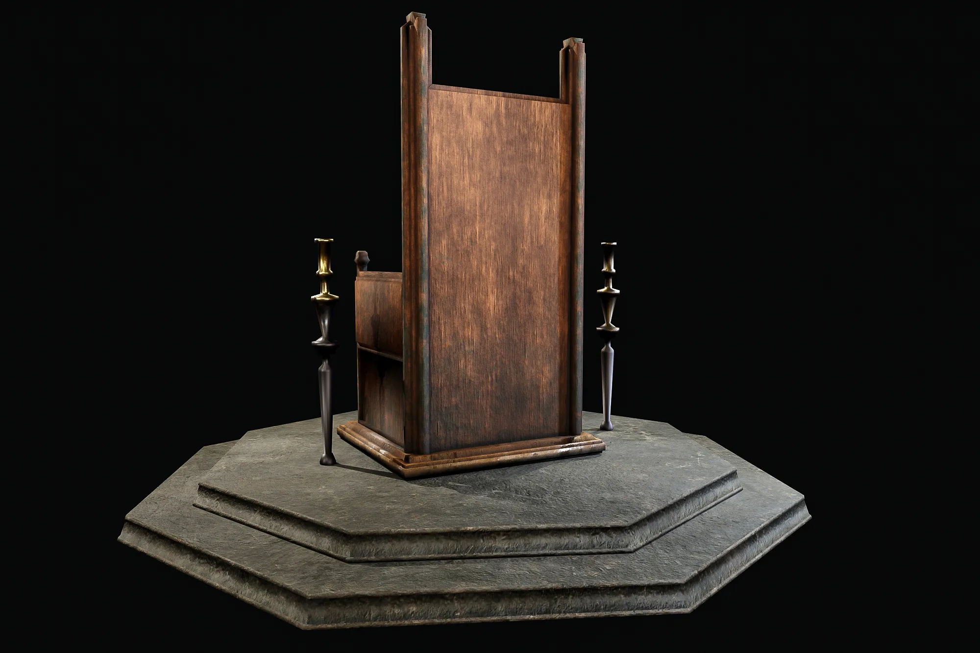 old wooden throne Low-poly