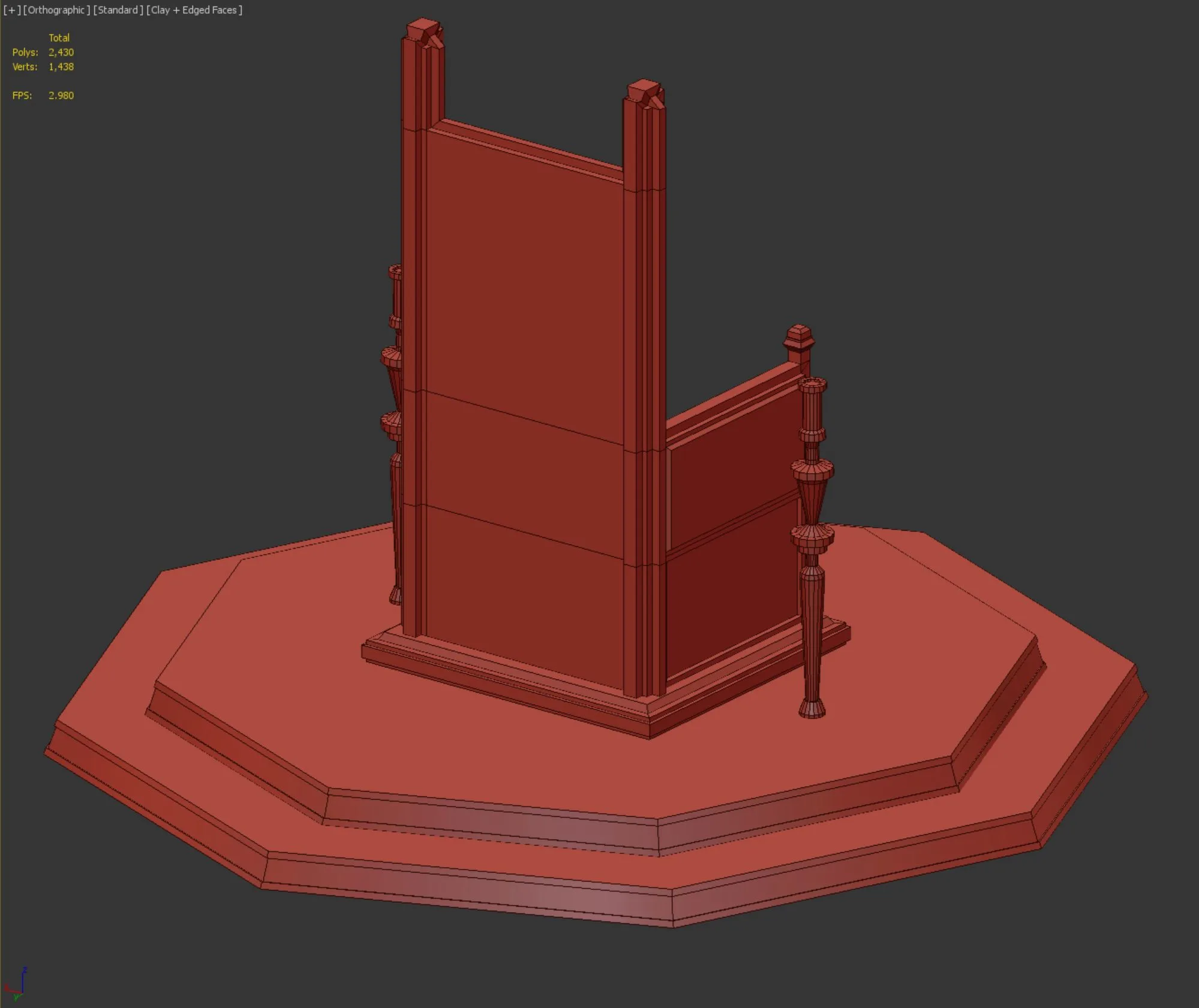 old wooden throne Low-poly