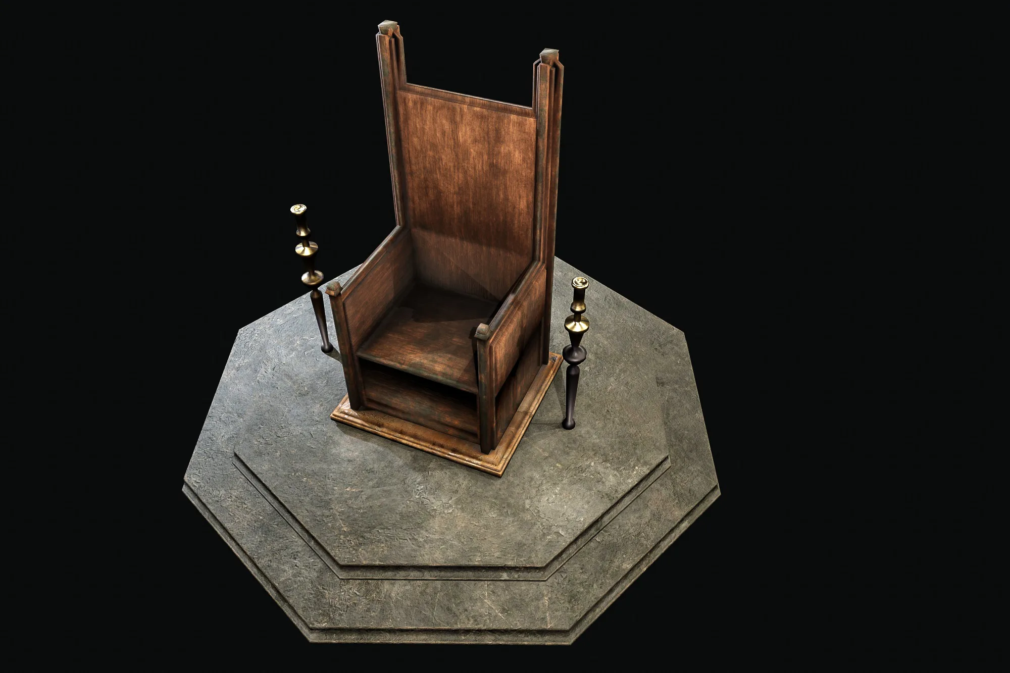 old wooden throne Low-poly