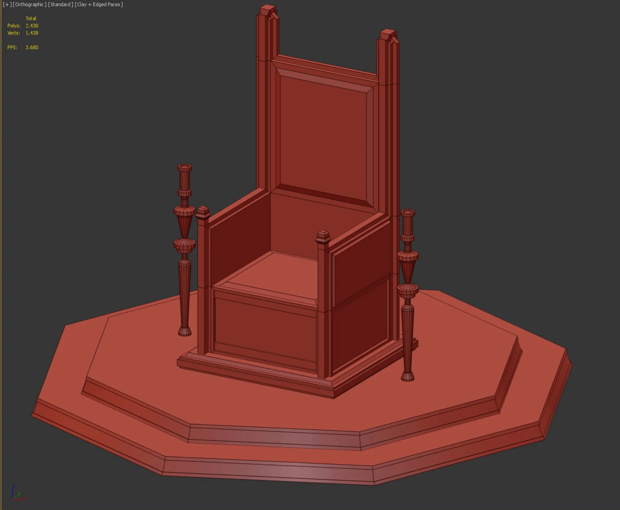 old wooden throne Low-poly