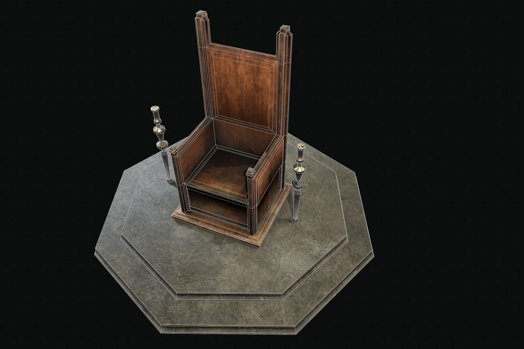 old wooden throne Low-poly