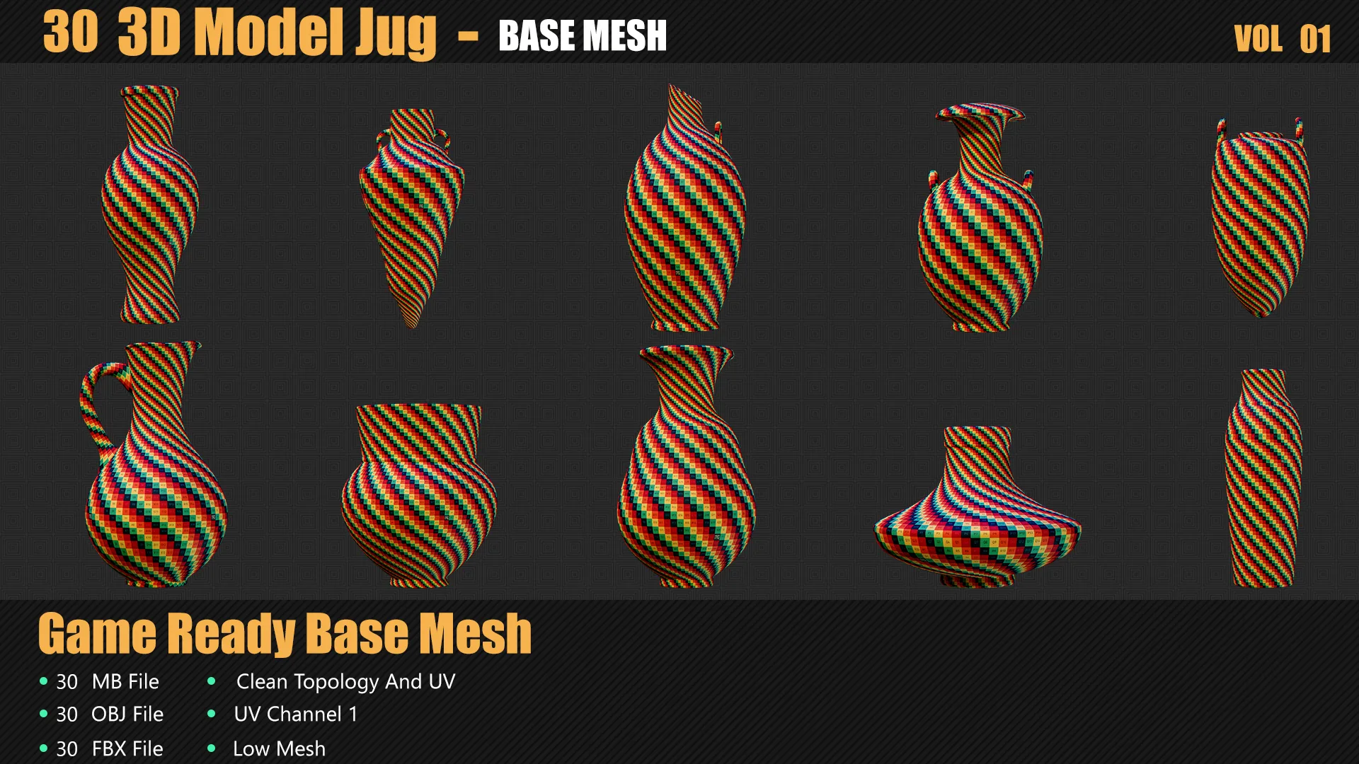 30 3D Jug Models In Maya For Game And Animation