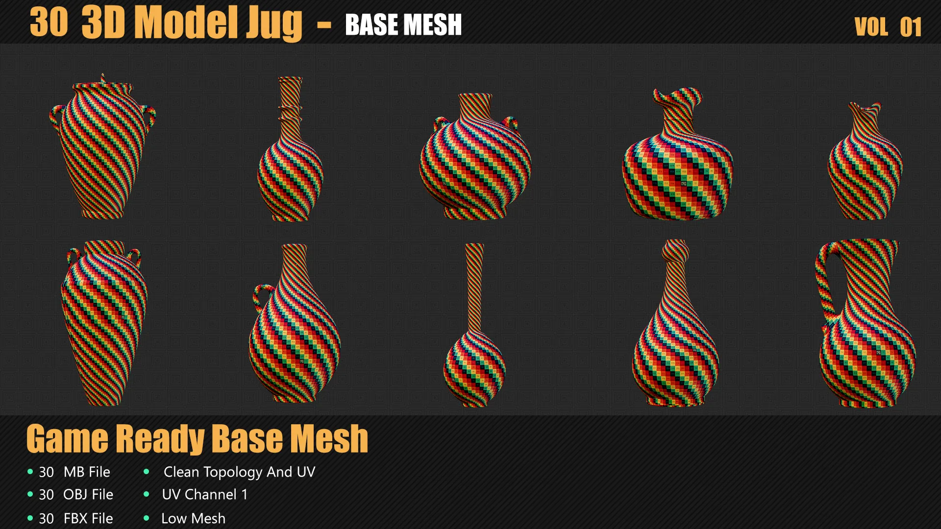 30 3D Jug Models In Maya For Game And Animation