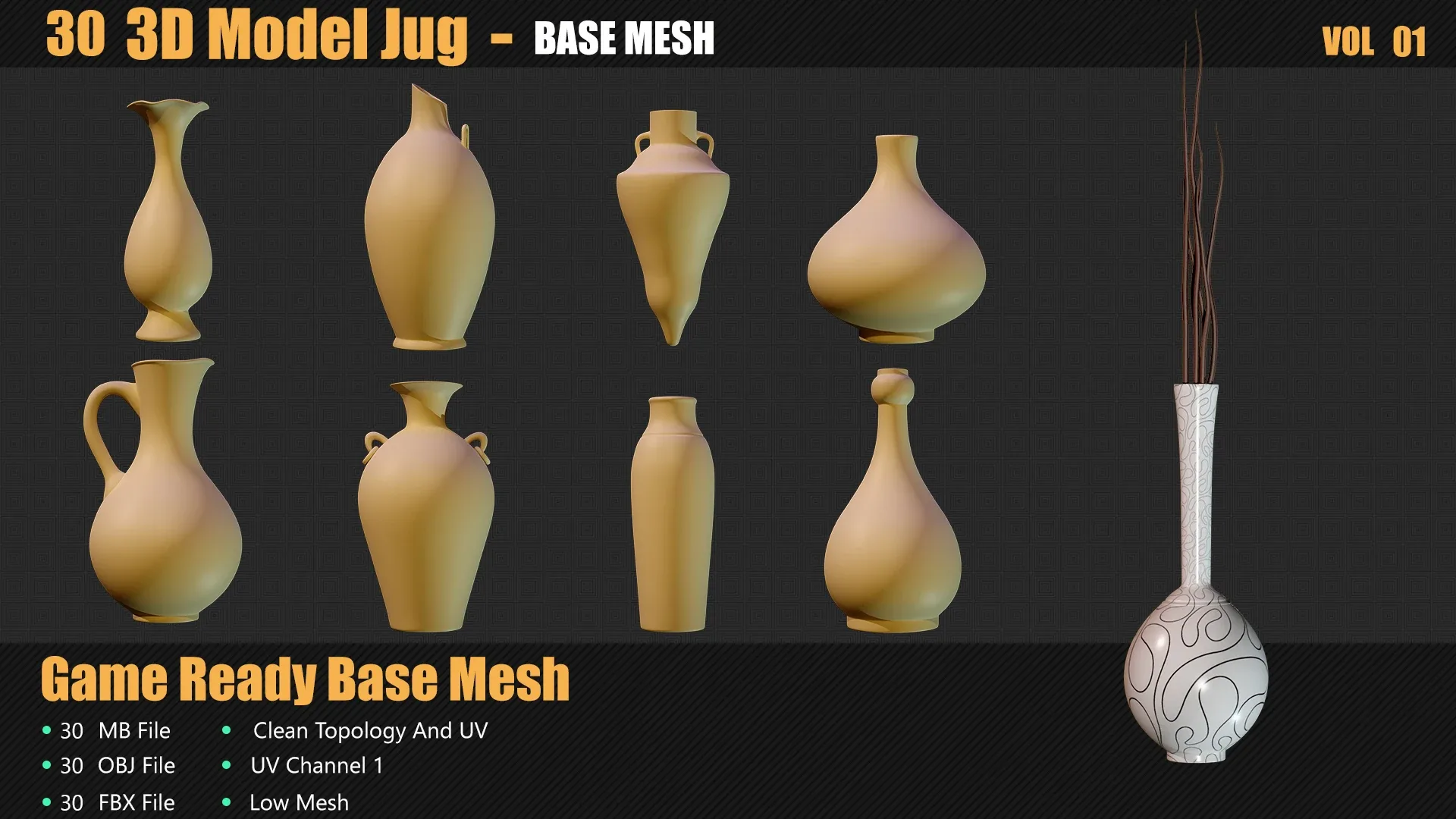 30 3D Jug Models In Maya For Game And Animation