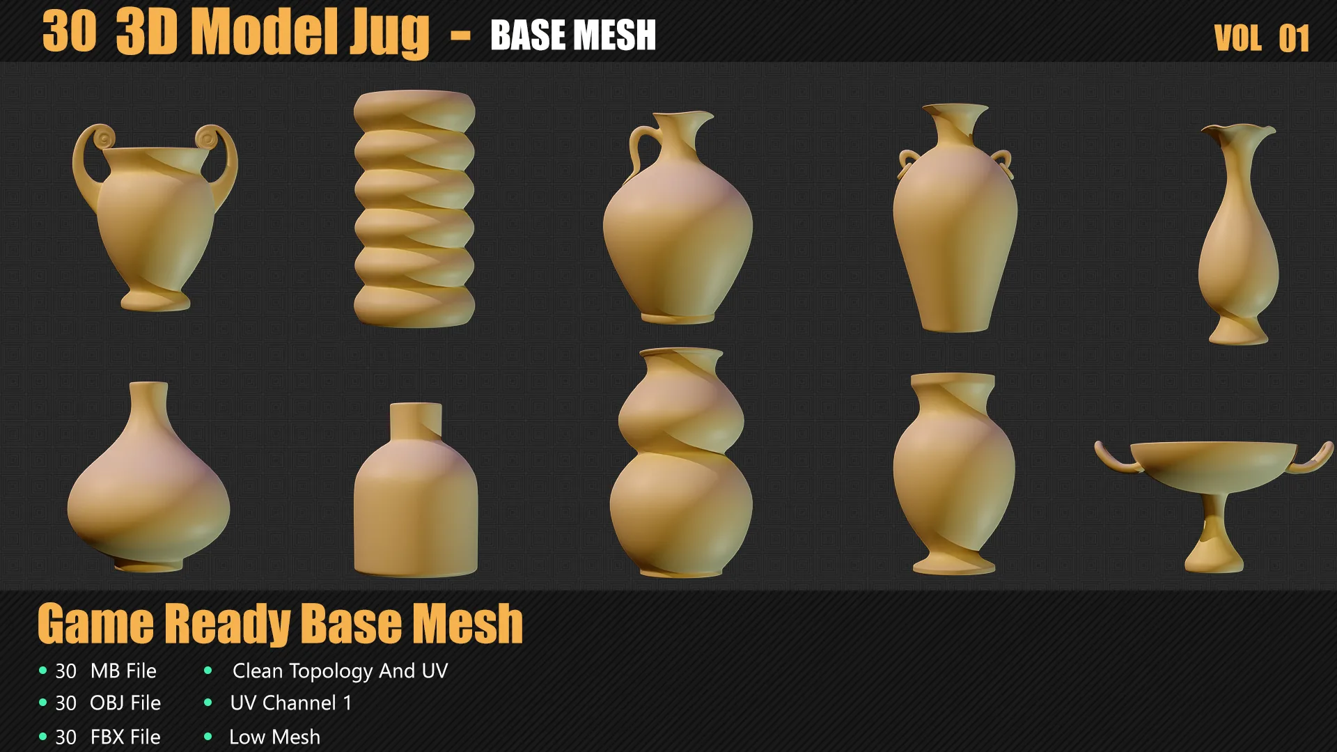 30 3D Jug Models In Maya For Game And Animation